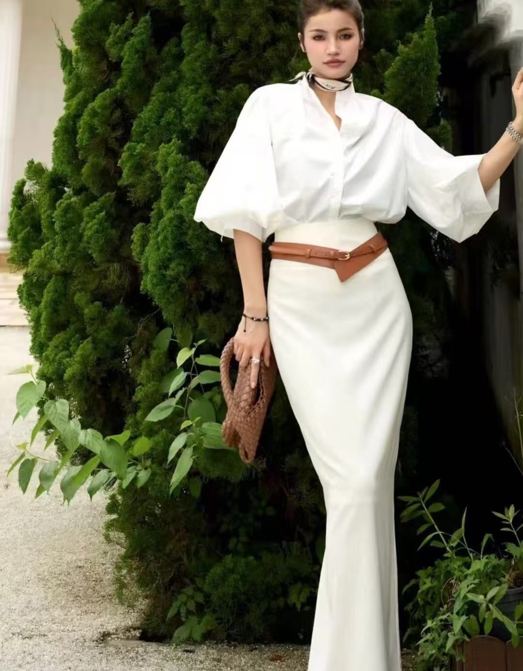 法式复古大炮袖衬衫