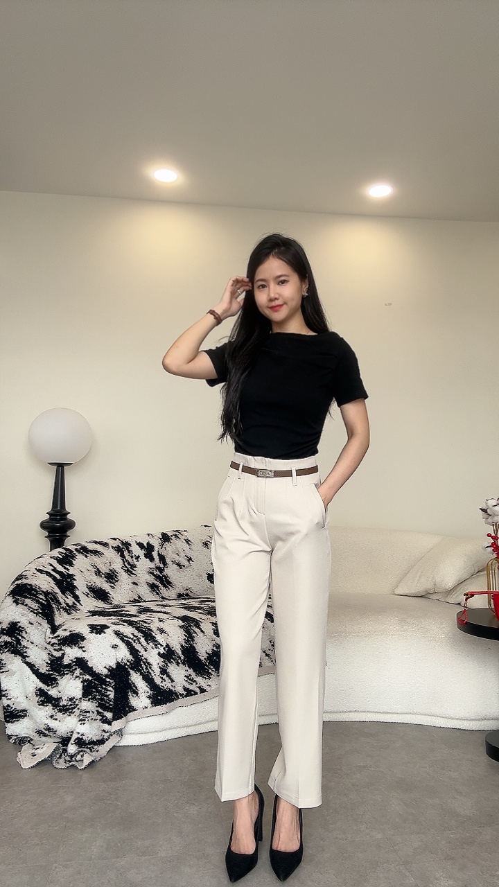 爱马皮带高腰西裤