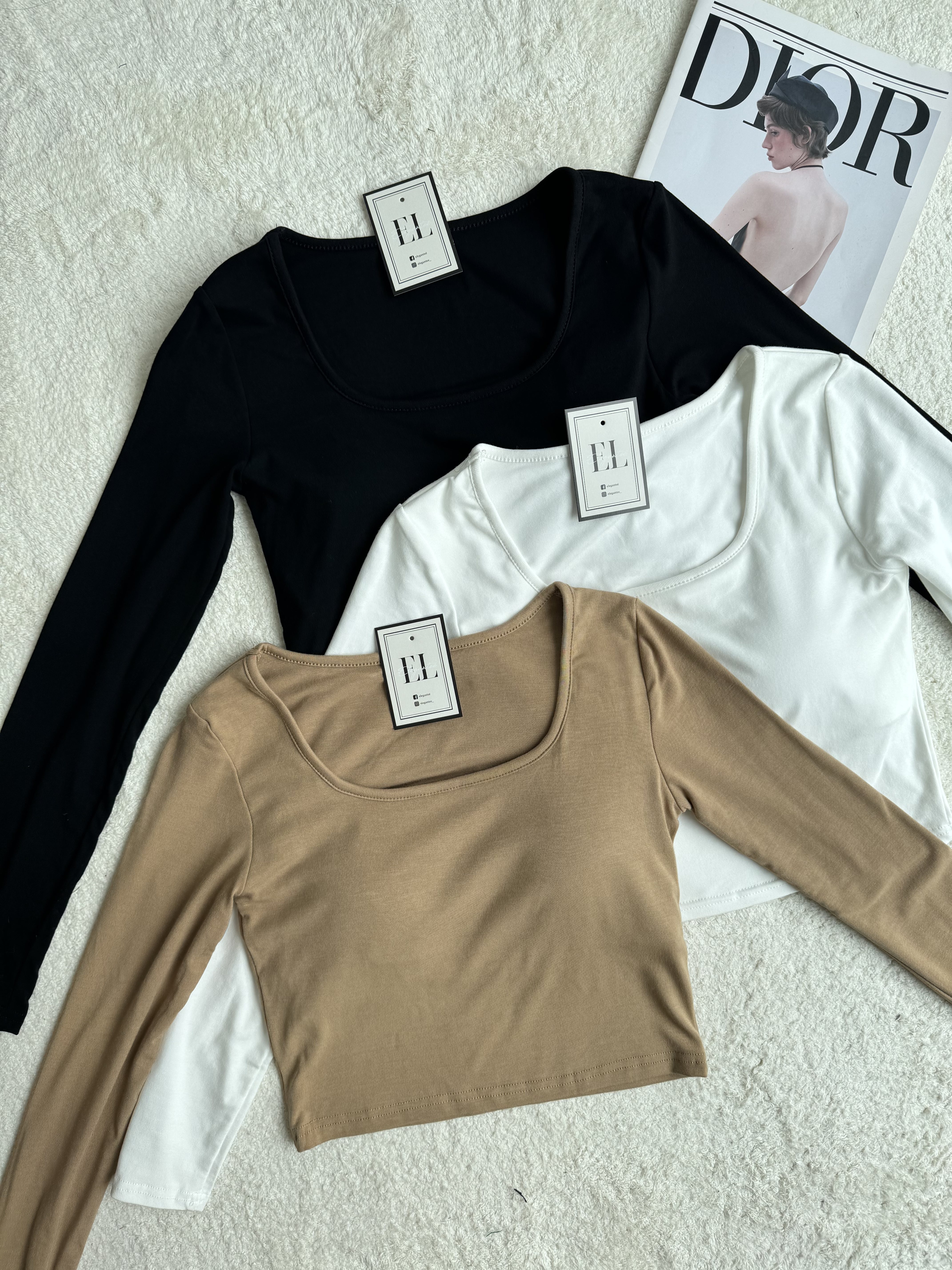 舒服厚棉胸垫百搭长袖CropTop -超推荐