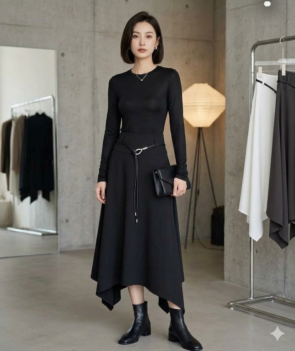 (BO-MAY) 波西米亚风不规则浪裙-腰带