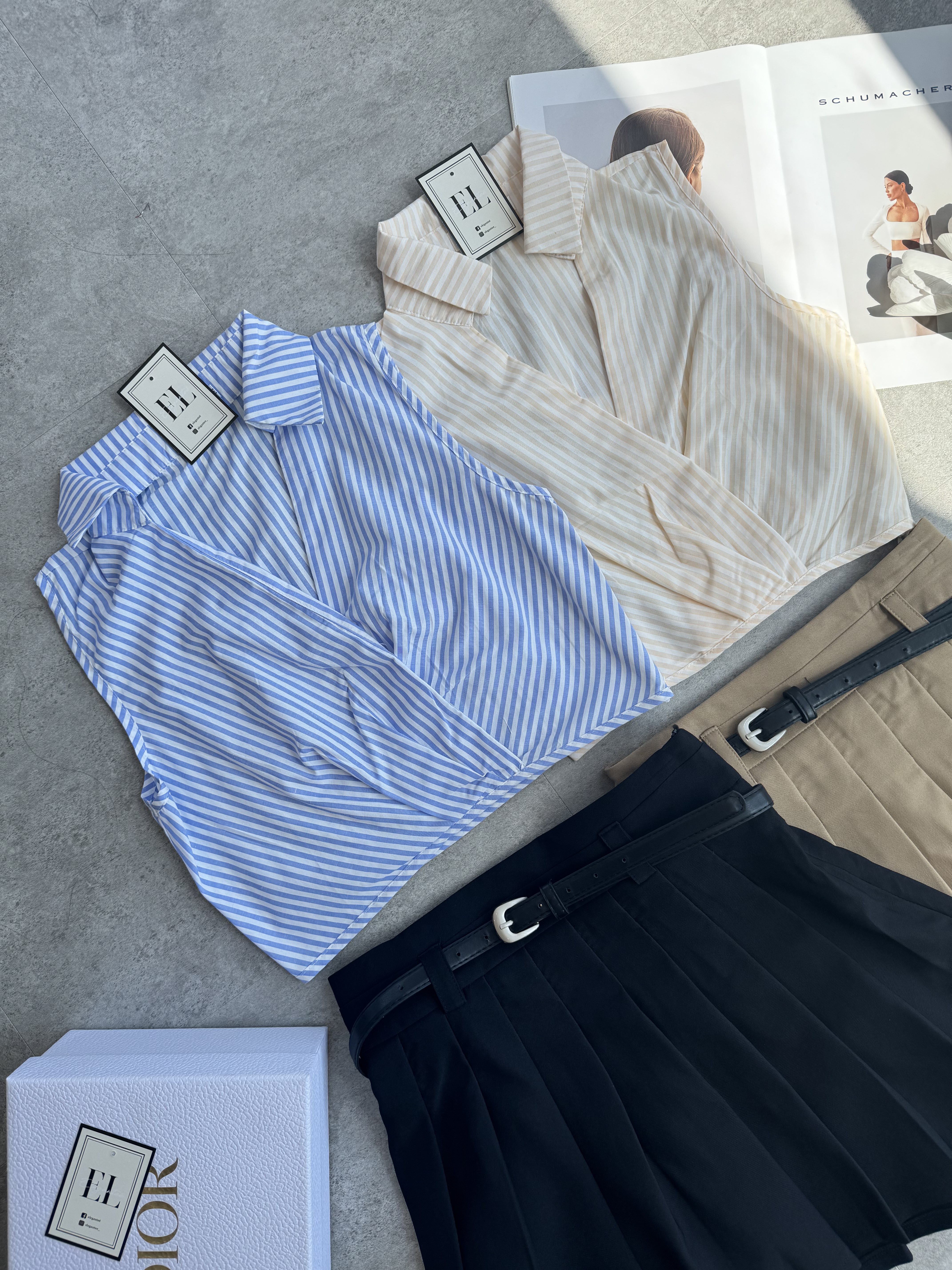 夏日无袖线条百褶裙套装