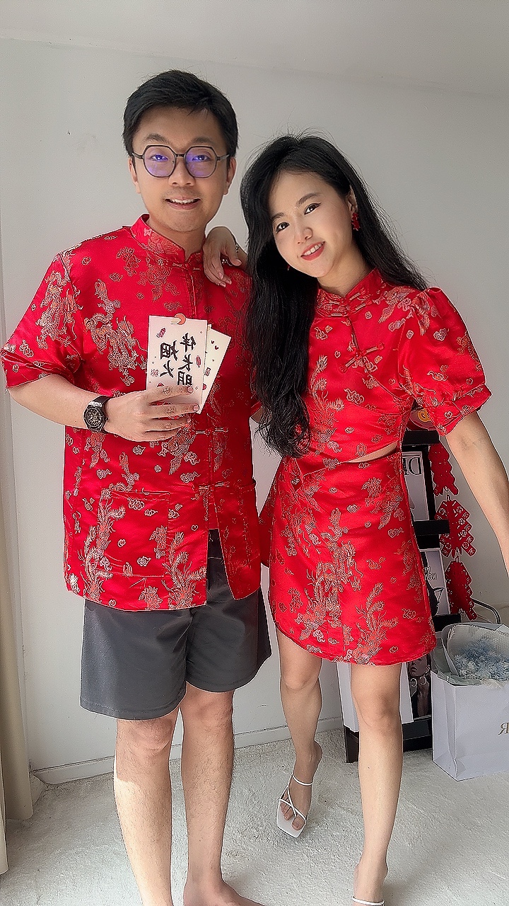 （情侣-女）彩色龙凤刺绣连身裙