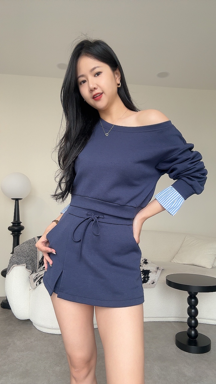 拼接色袖子运动风休闲套装