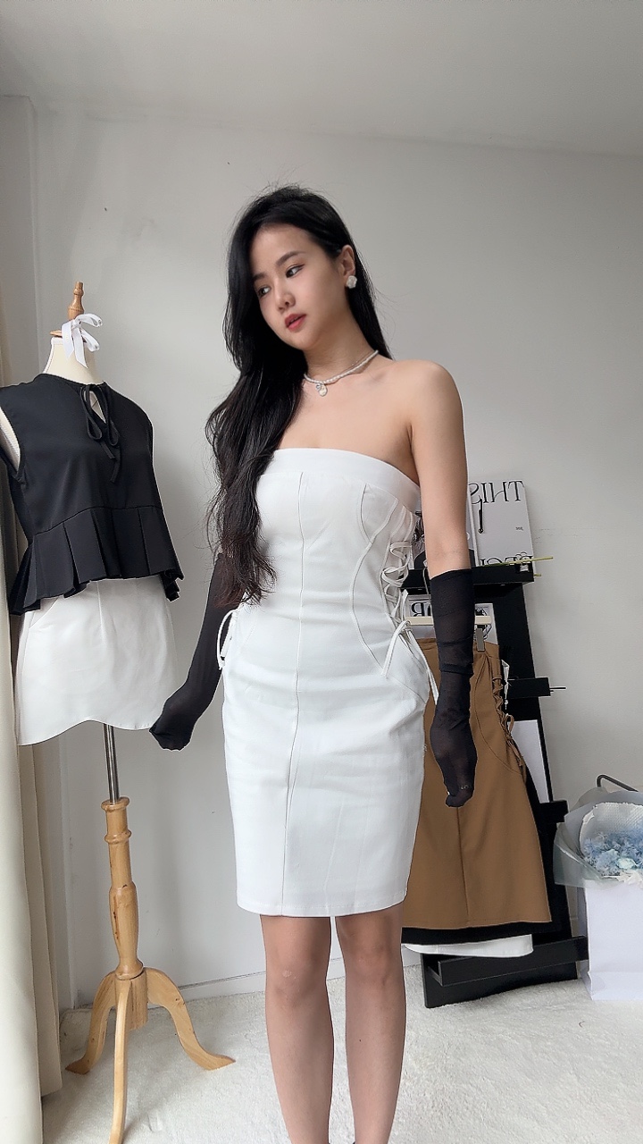 腰间辫带平口Dress