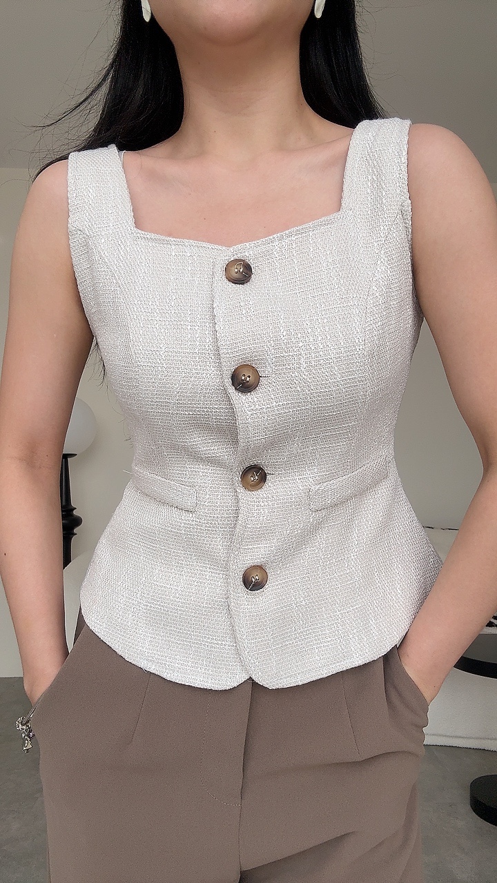 小香面料方领马甲