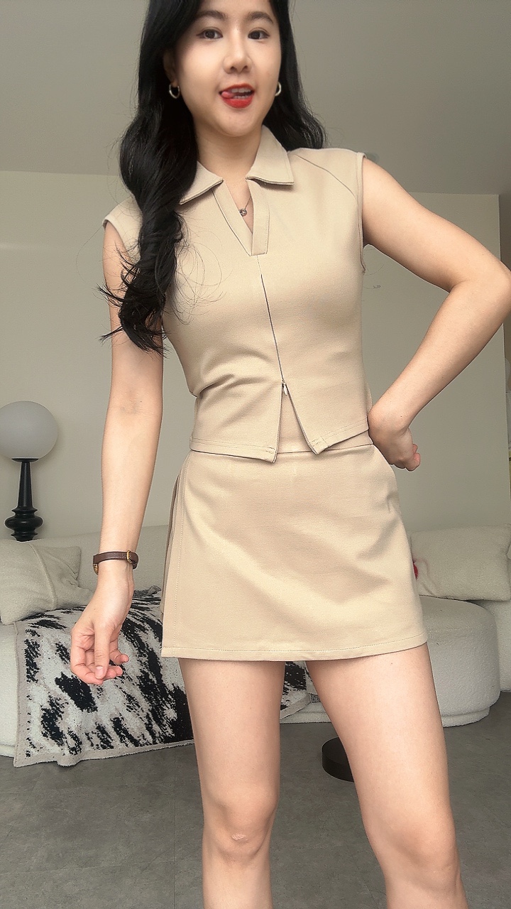 罗马C袖裤裙套装