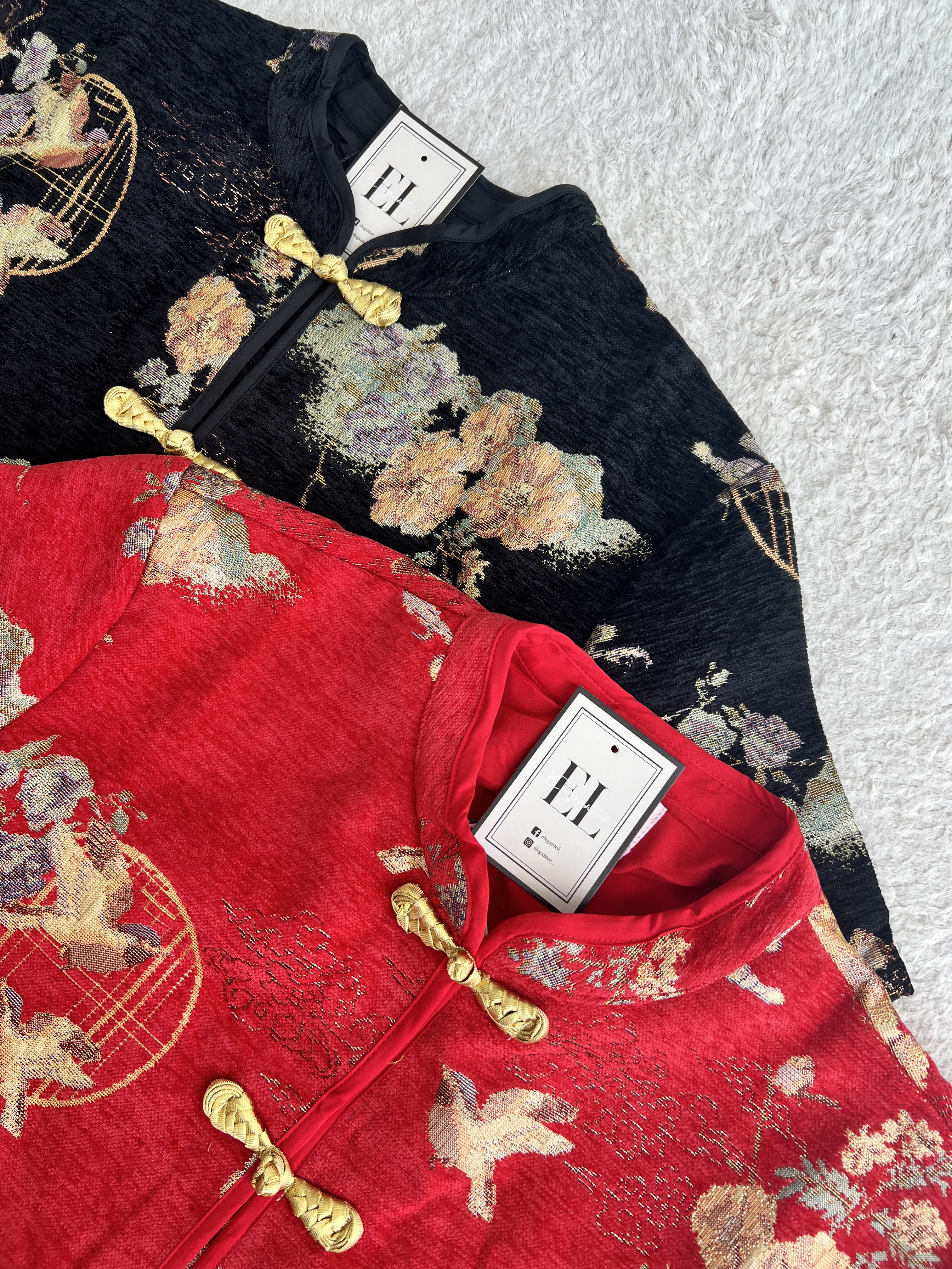 （情侣-男）金扣如意短裤旗袍套装