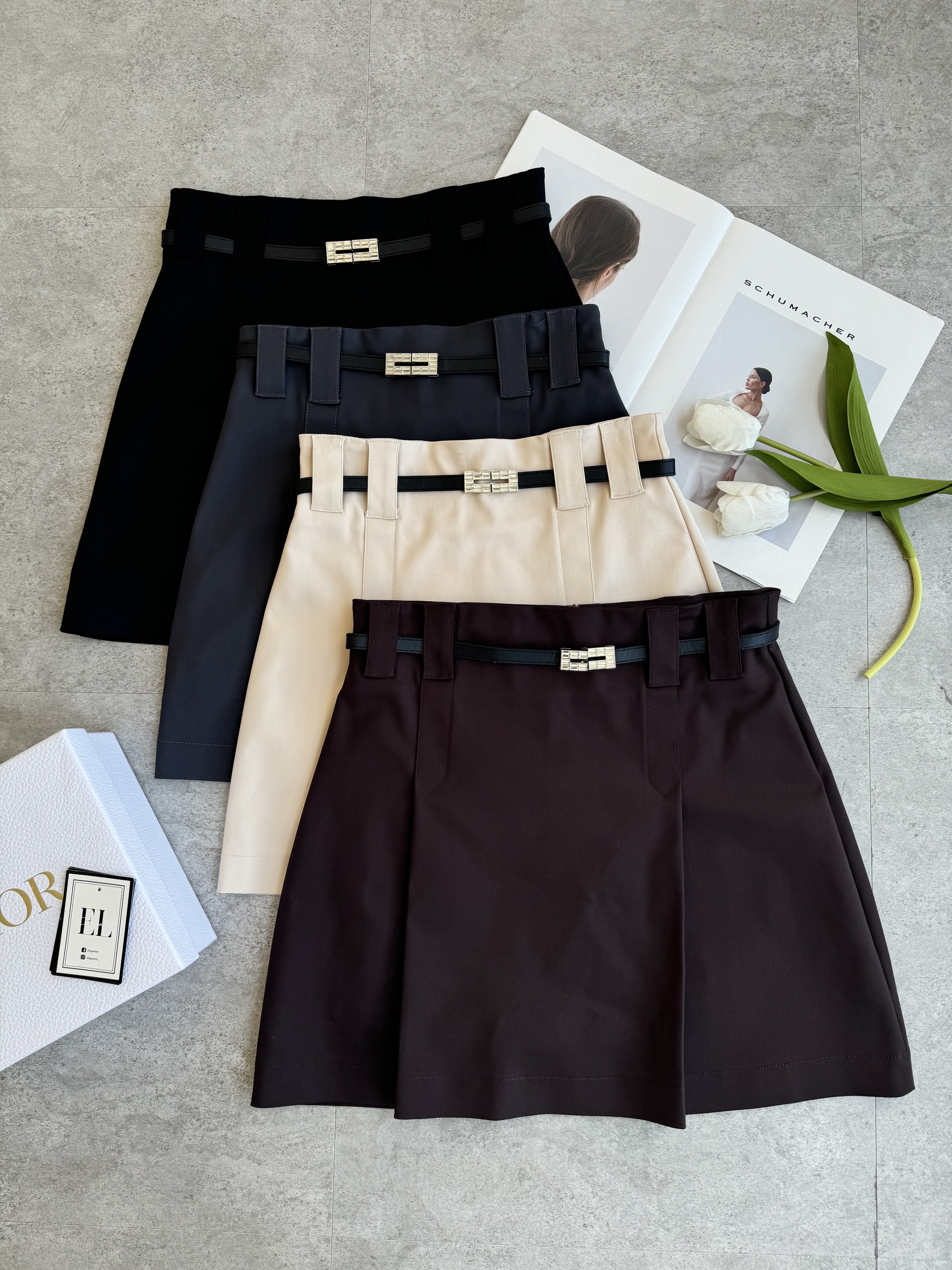 钻钻腰带A字双折线裙