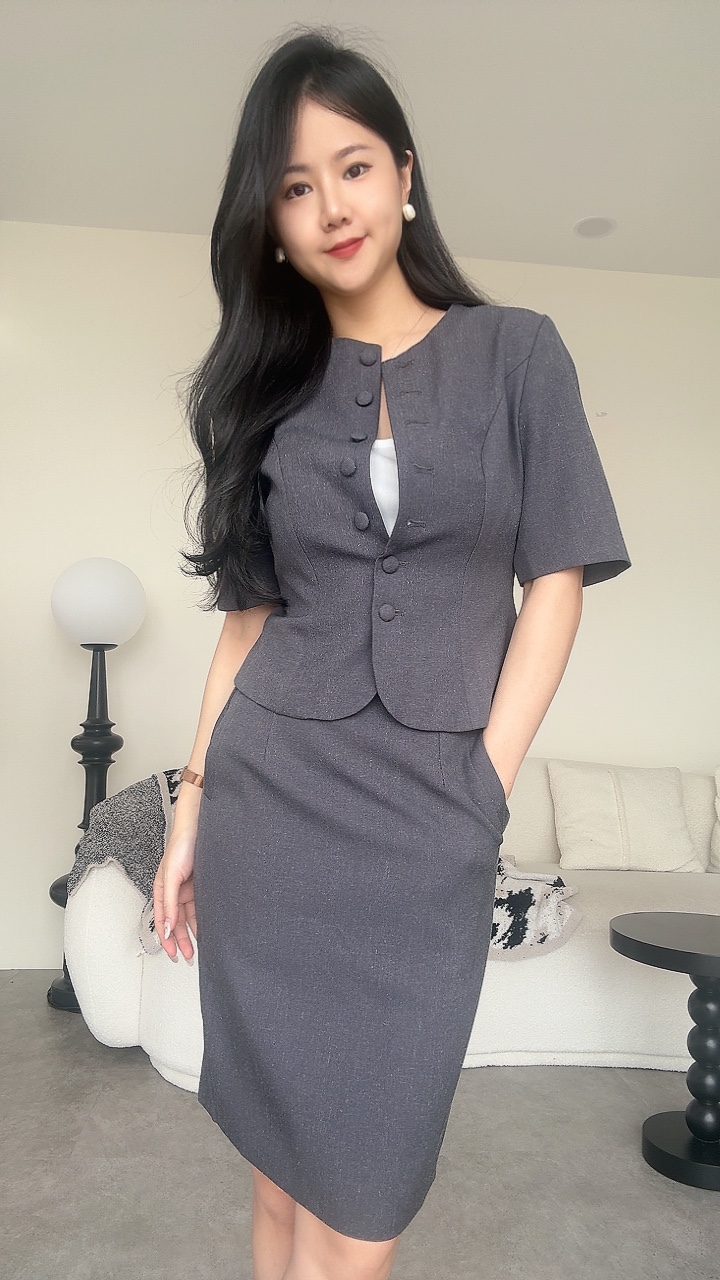 <EL高级系列> 贵气直排纽中短袖单衣外套