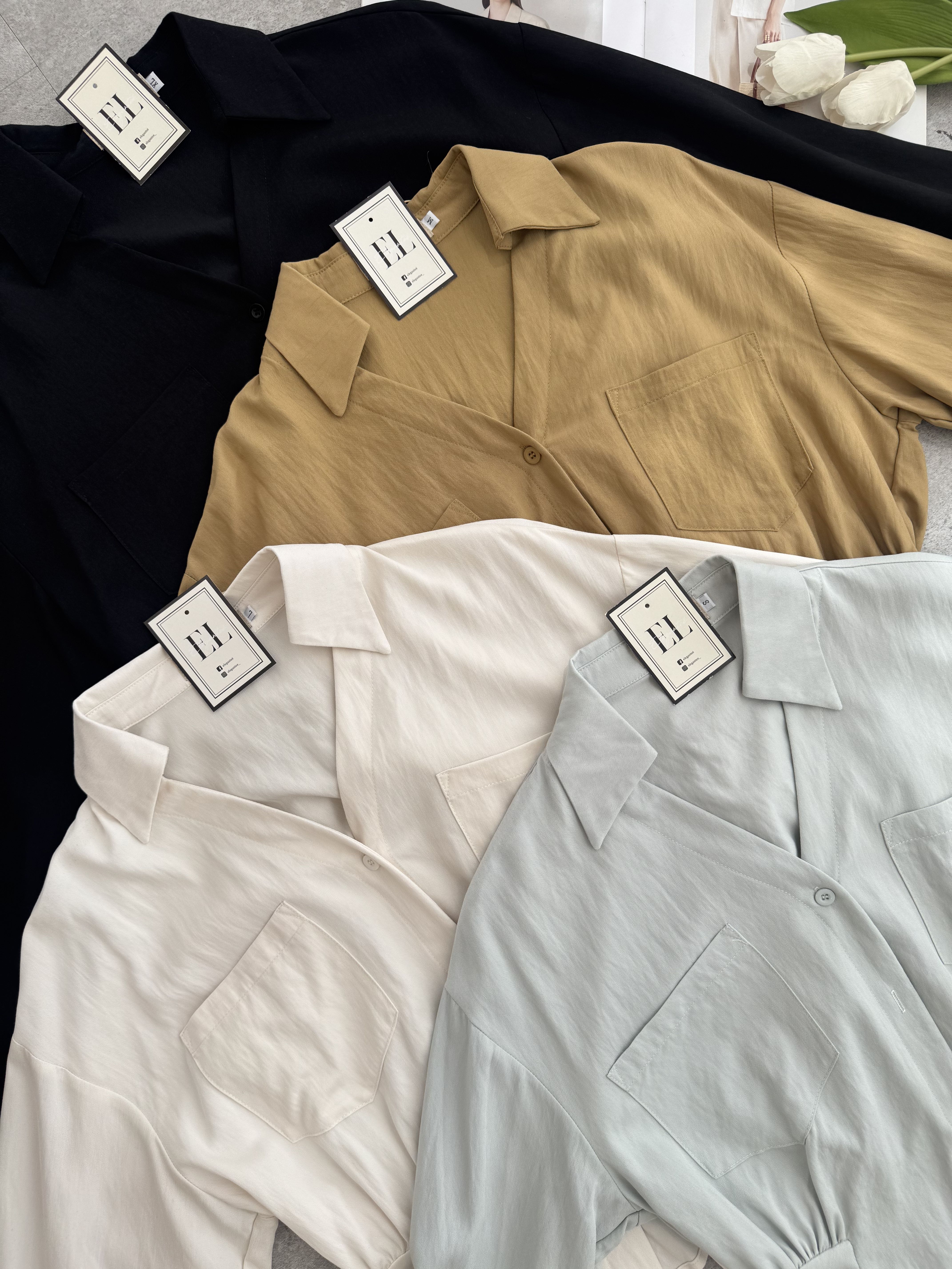 软麻感修腰设计V领长袖衬衫