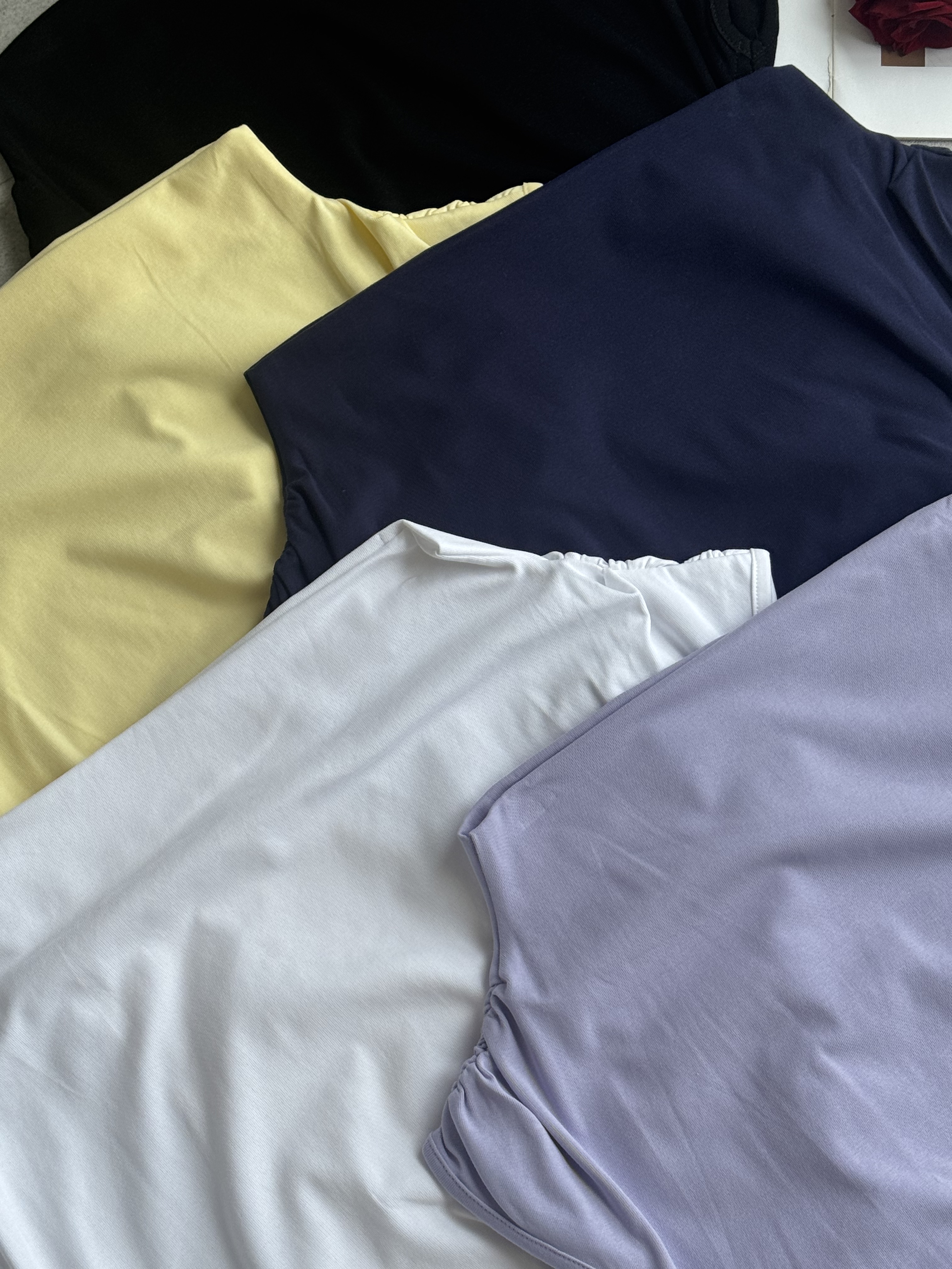 一字领小短袖腰间抽绳Top