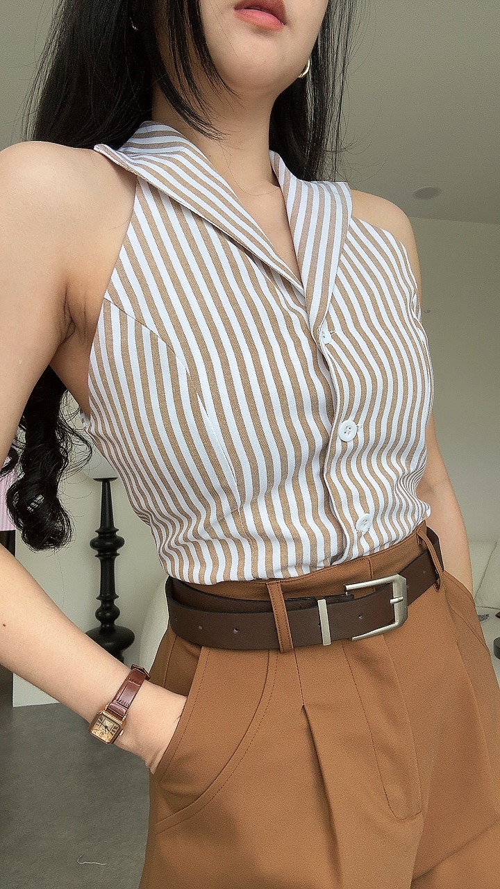 夏日清爽无袖水手领Top