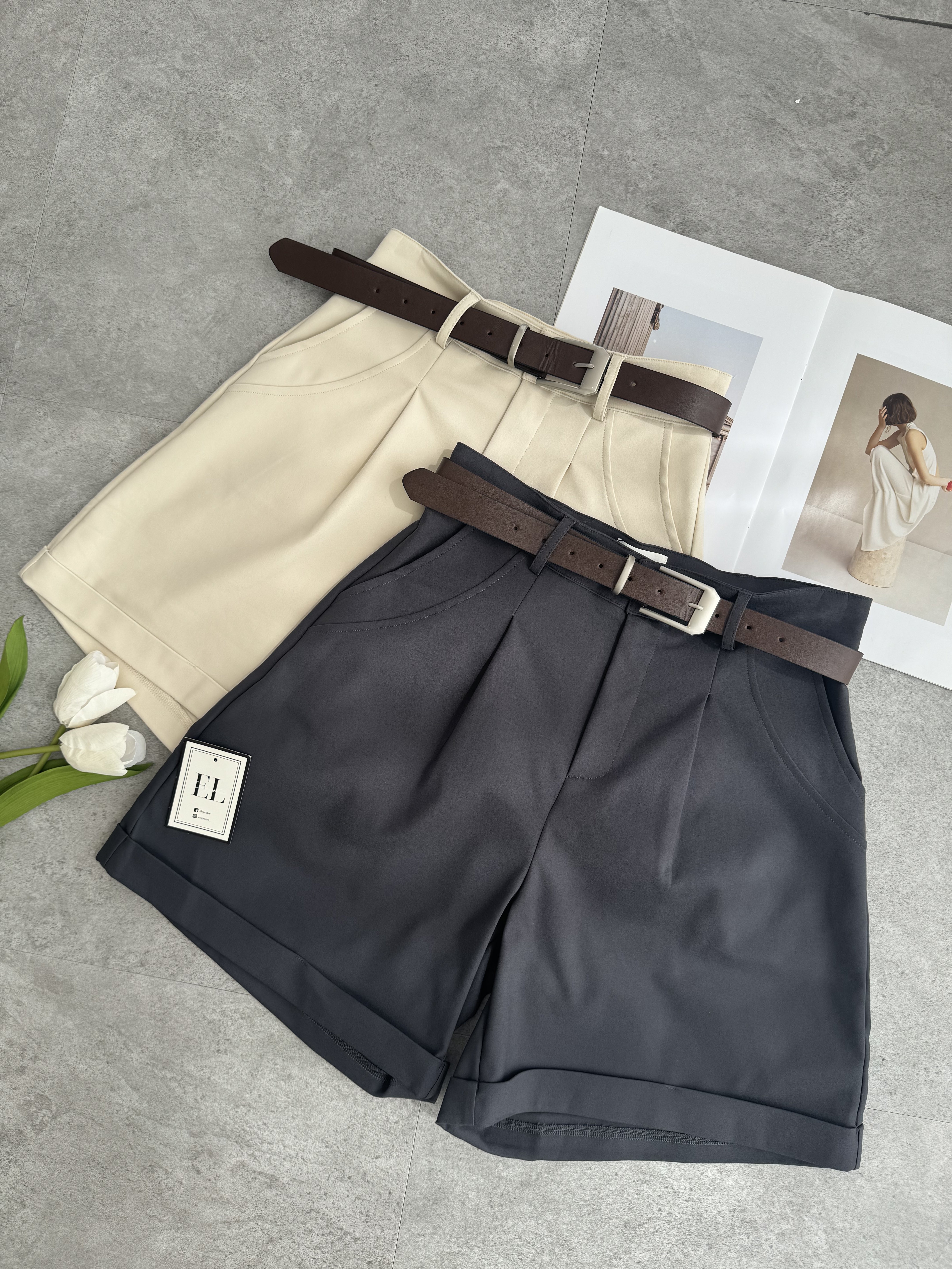 SmartCasual复古皮腰带4分裤