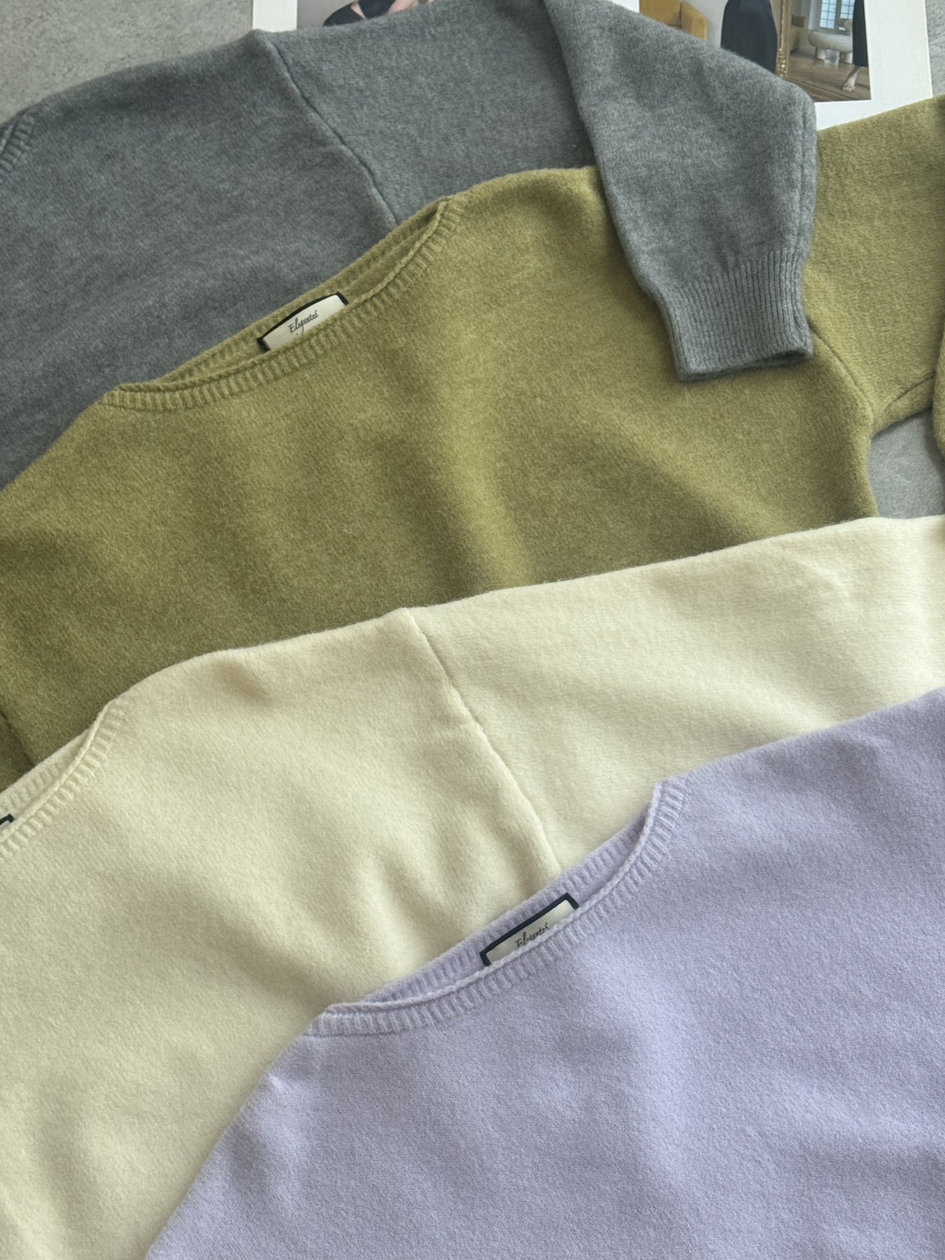 一字领长袖毛衣