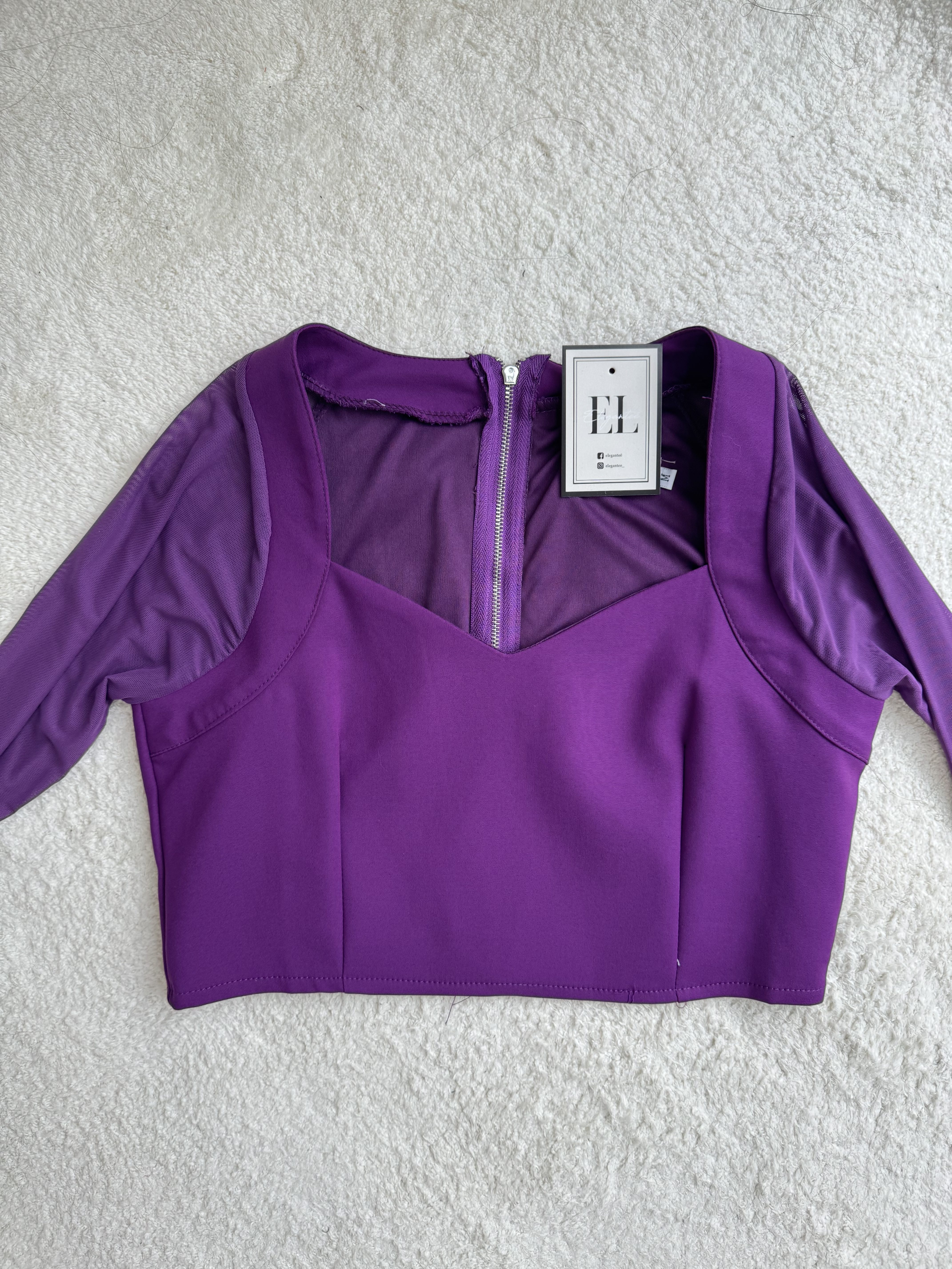 网纱爱心方领上衣