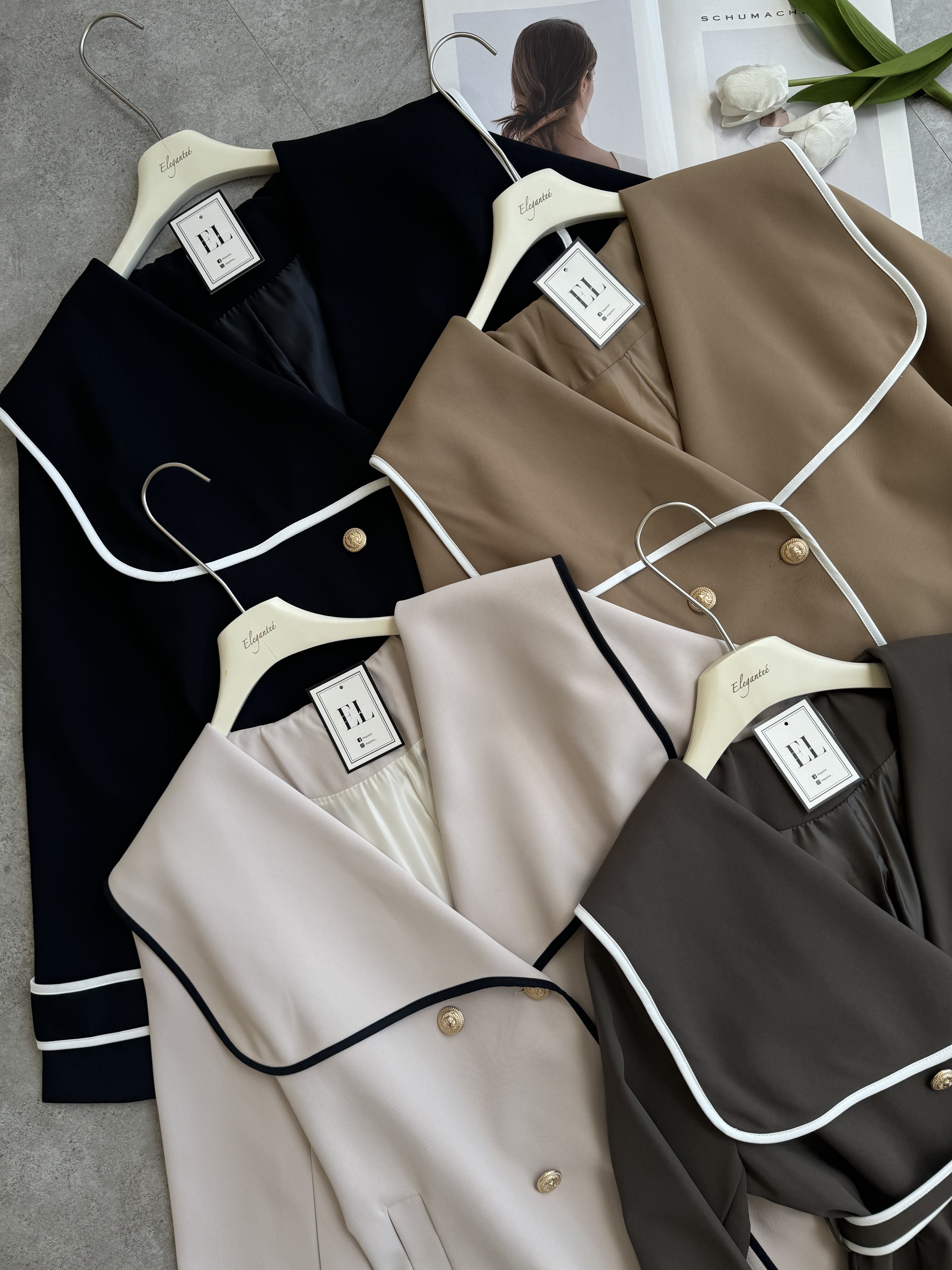 白线大翻领风衣