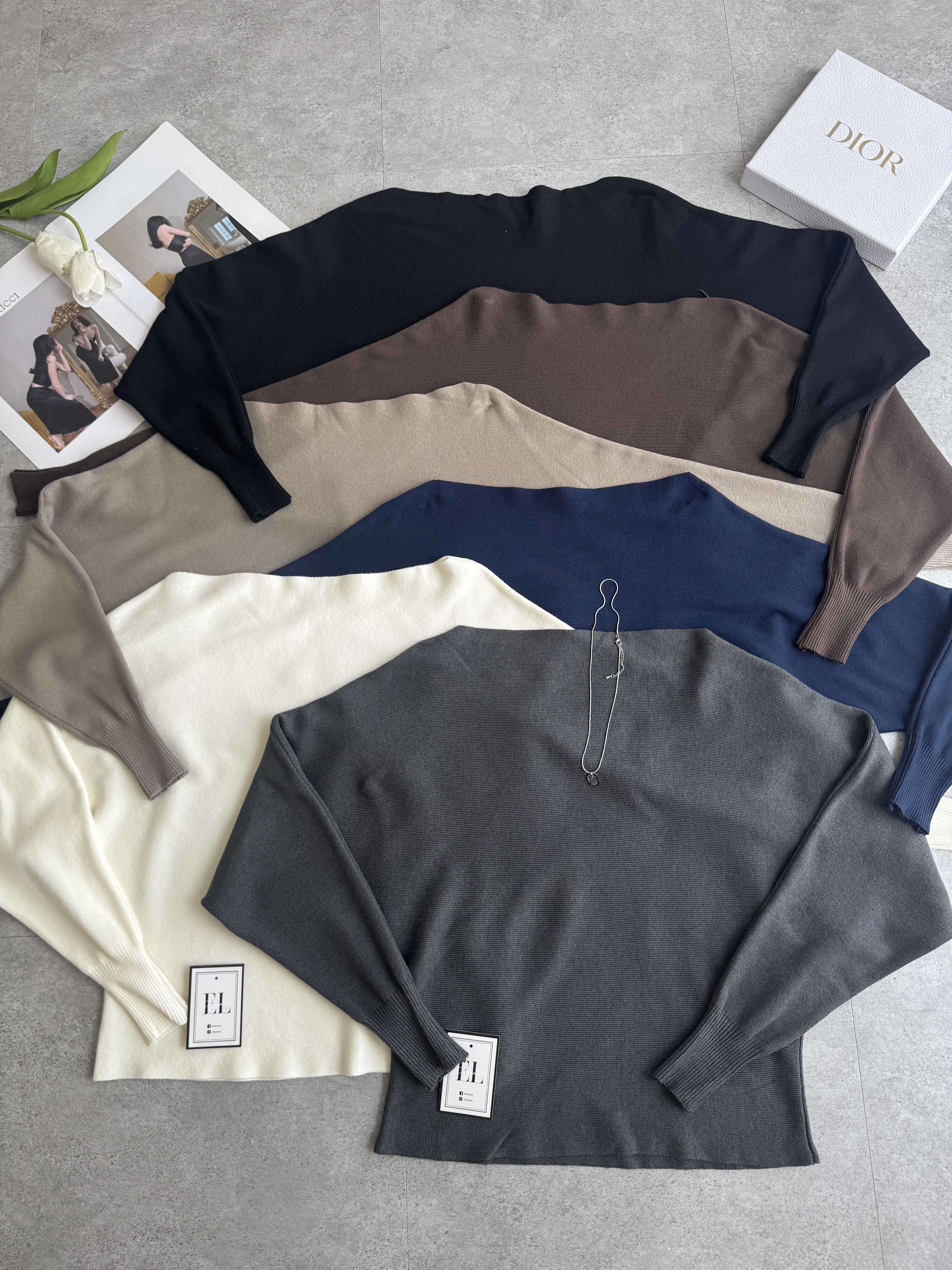 松弛感宽长袖针织Top