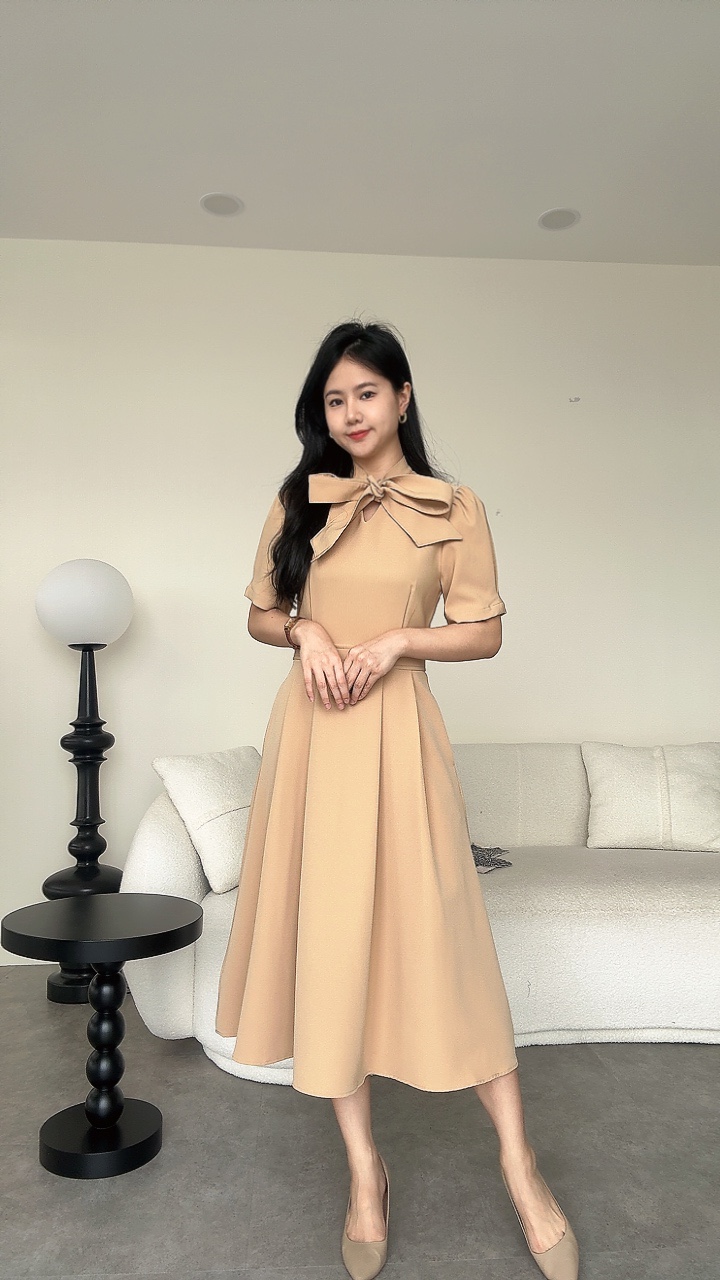 端庄典雅蝴蝶结短袖Dress