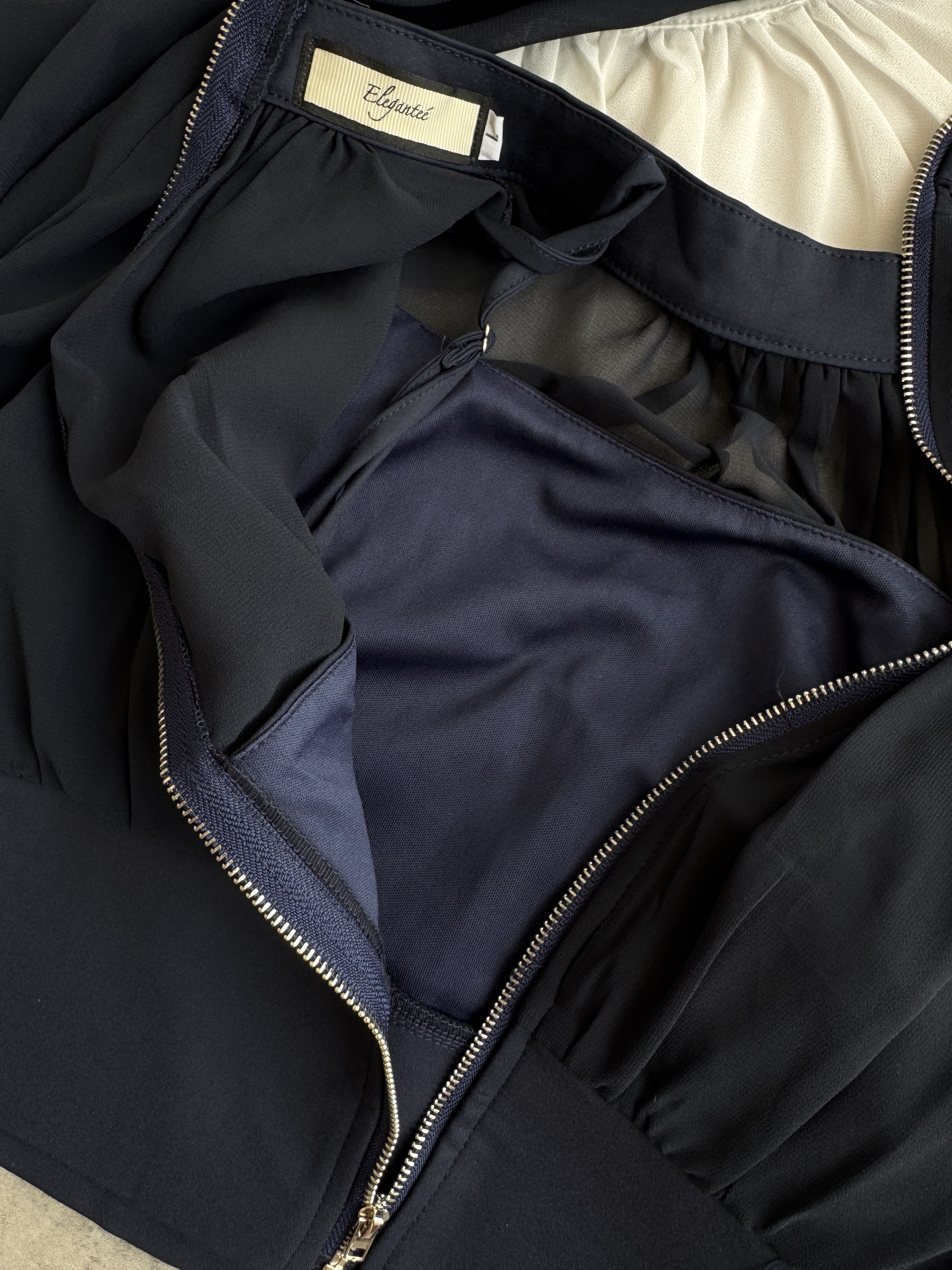 法式皱褶领雪纺长袖Top