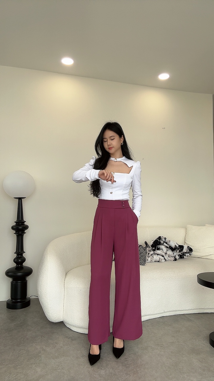(高档面料)垂直高级感高腰阔腿裤