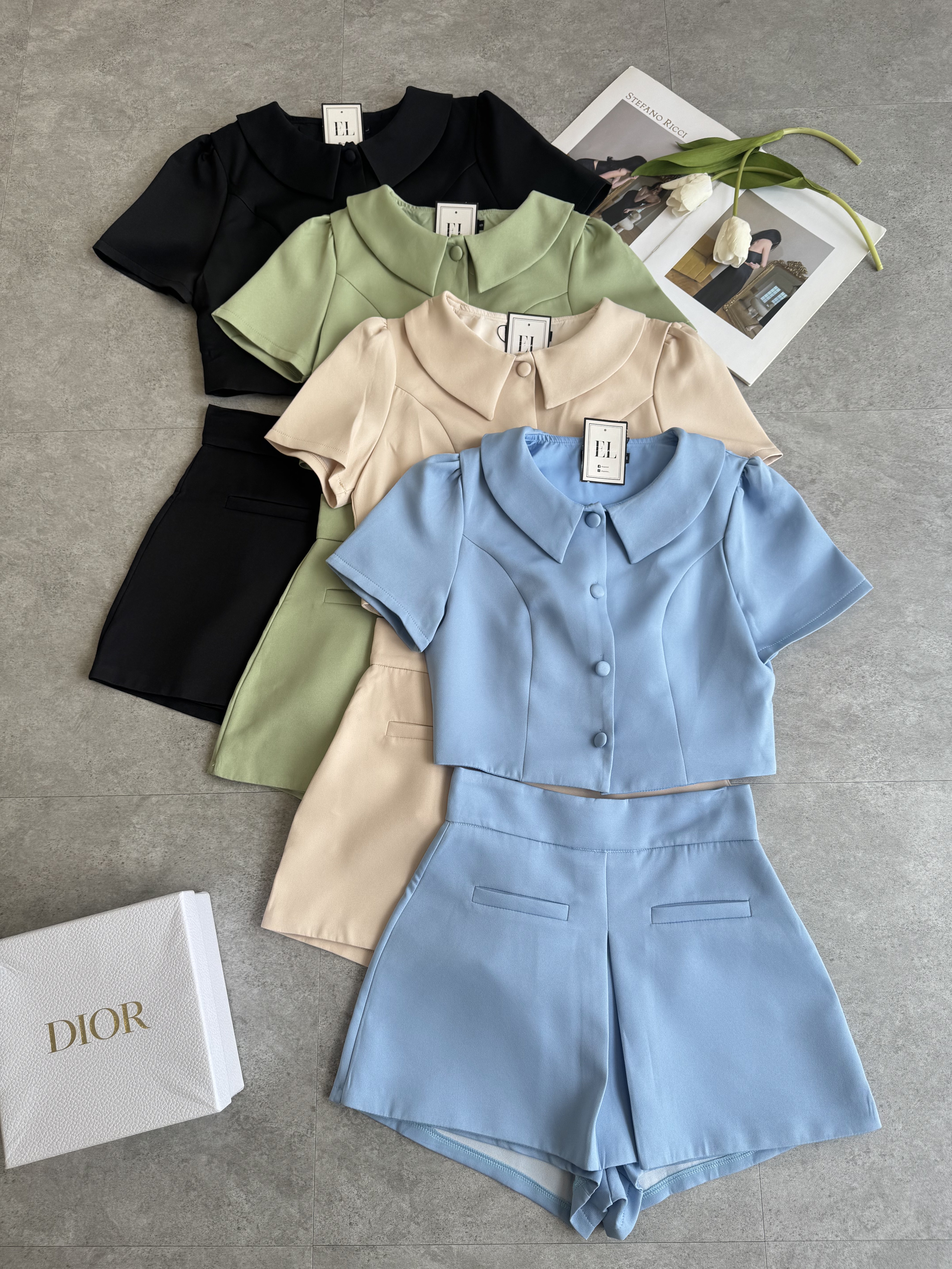 复古甜美圆翻脸学院风裤裙套装