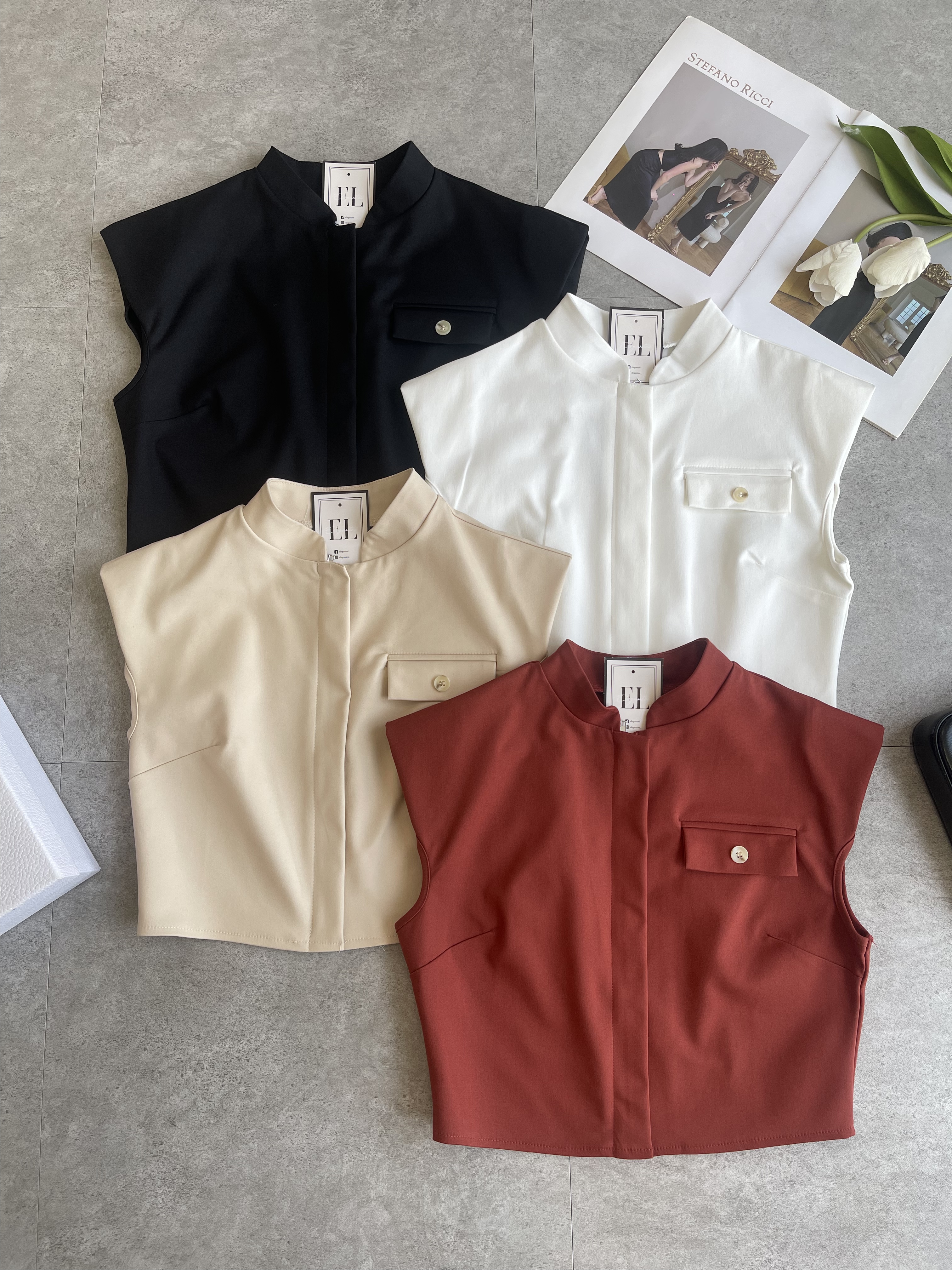 帅气隐藏拉链直角哑面Top