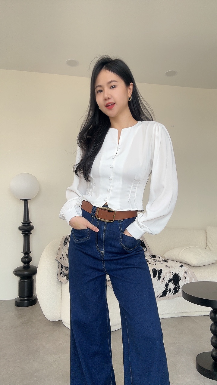 雪纺宫廷侧拉链长袖上衣