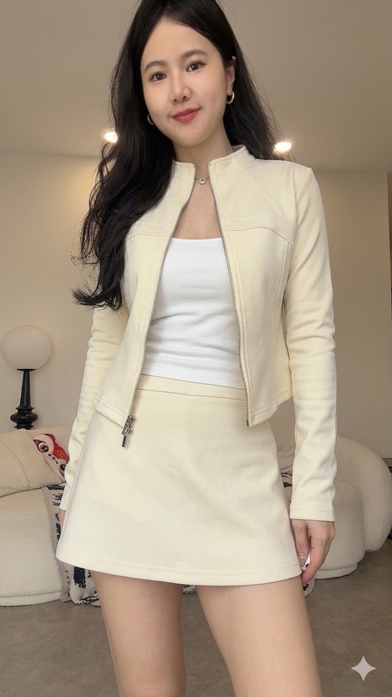 Sporty长袖外套裤裙三件式