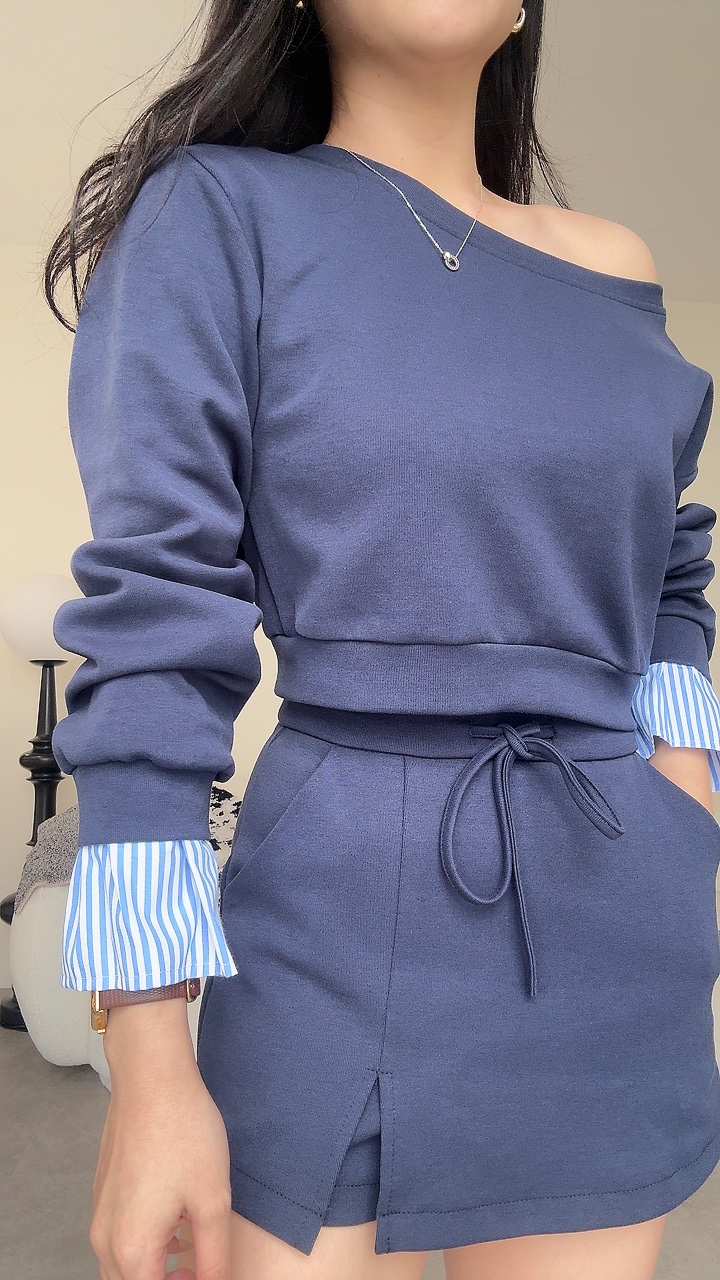 拼接色袖子运动风休闲套装