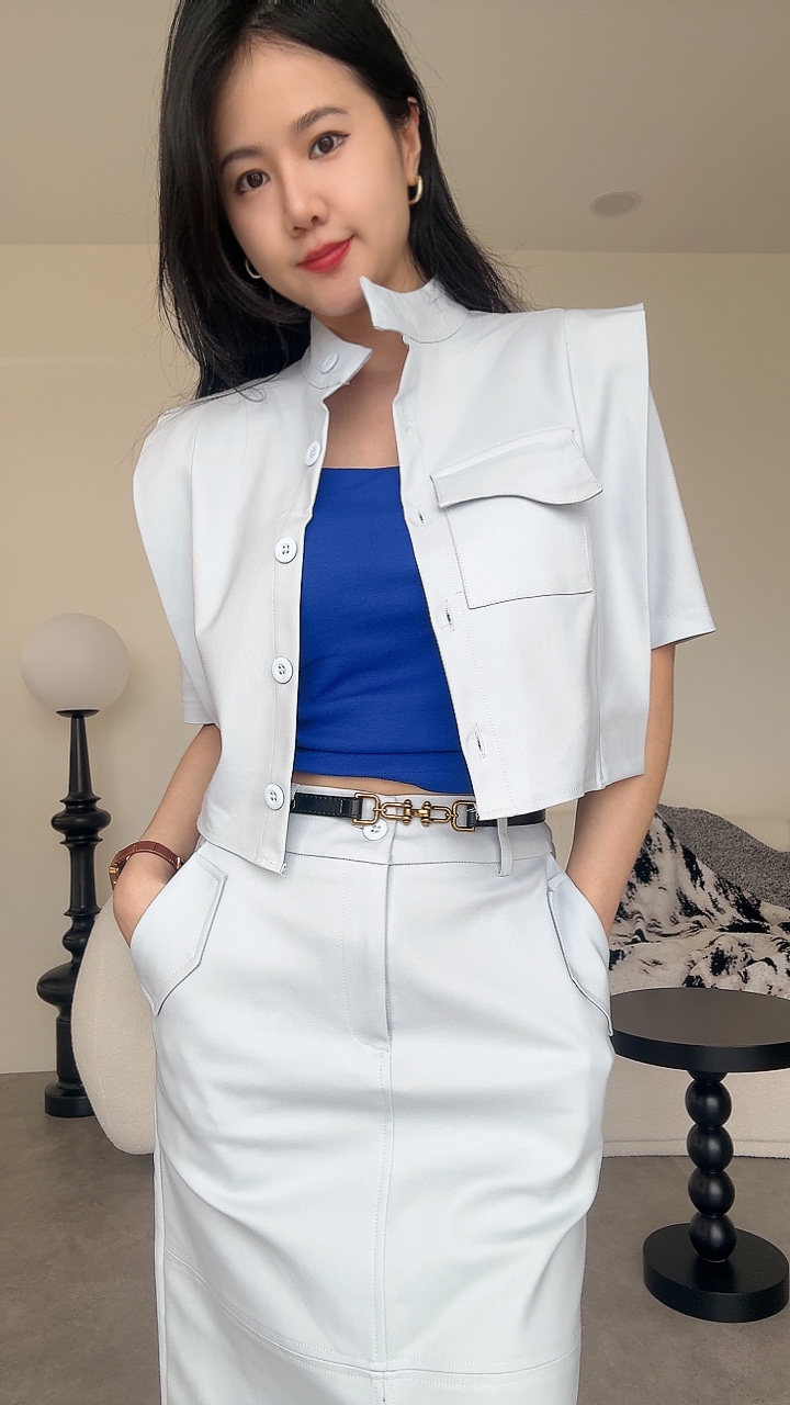 挺拔个性工装风长裙套装