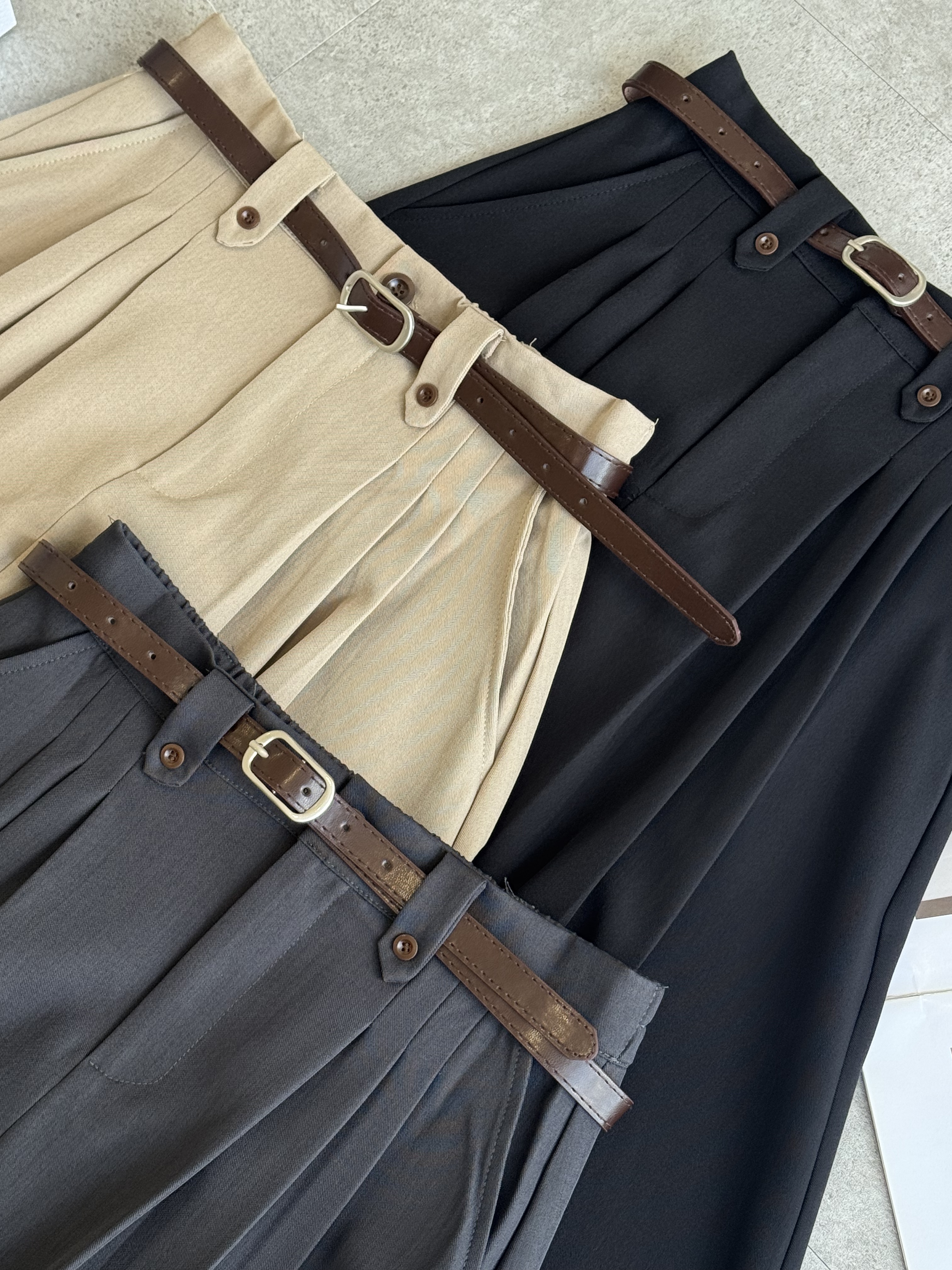 NEW复古皮带三折长裙