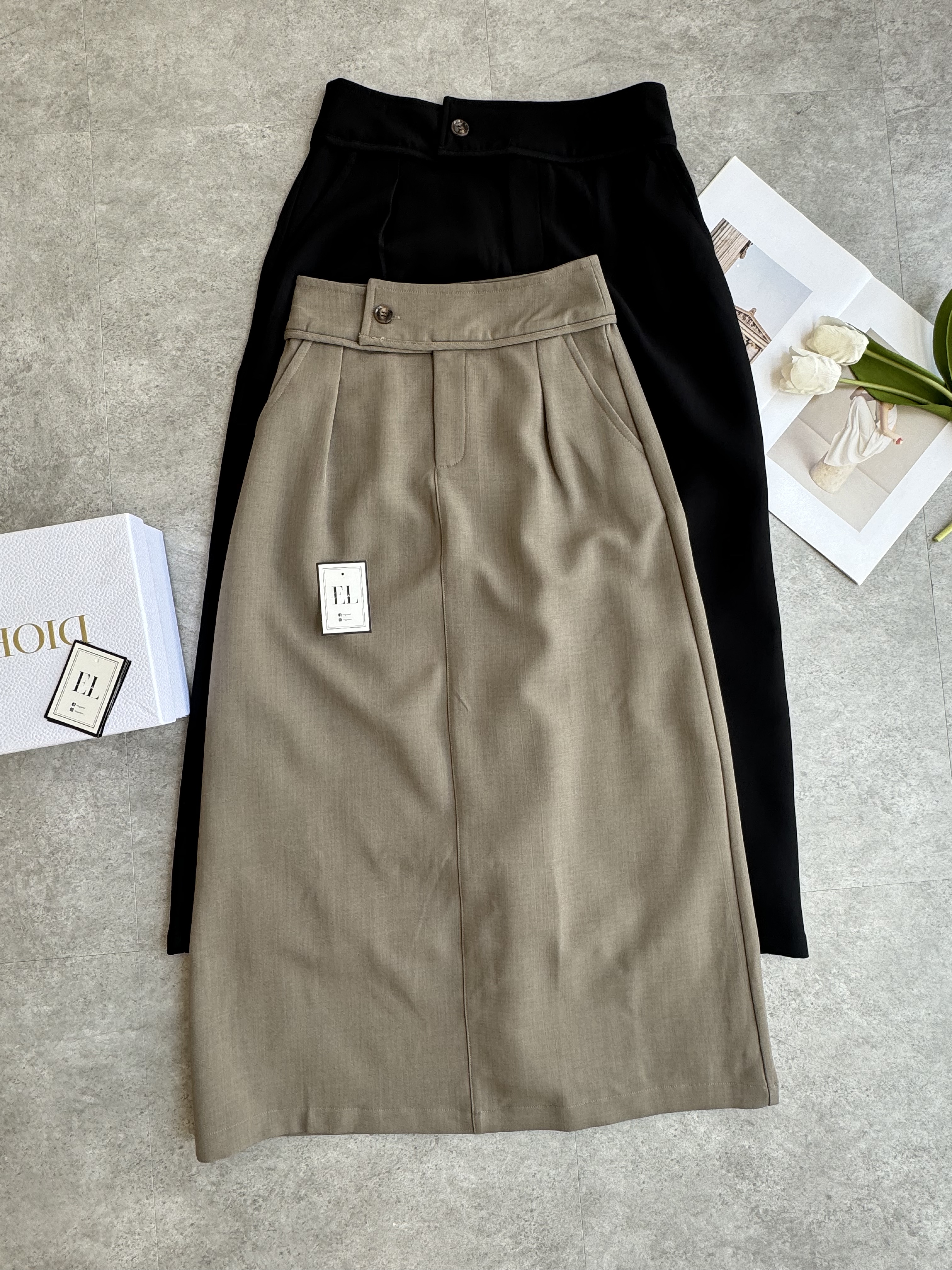 T型扣 半身长裙