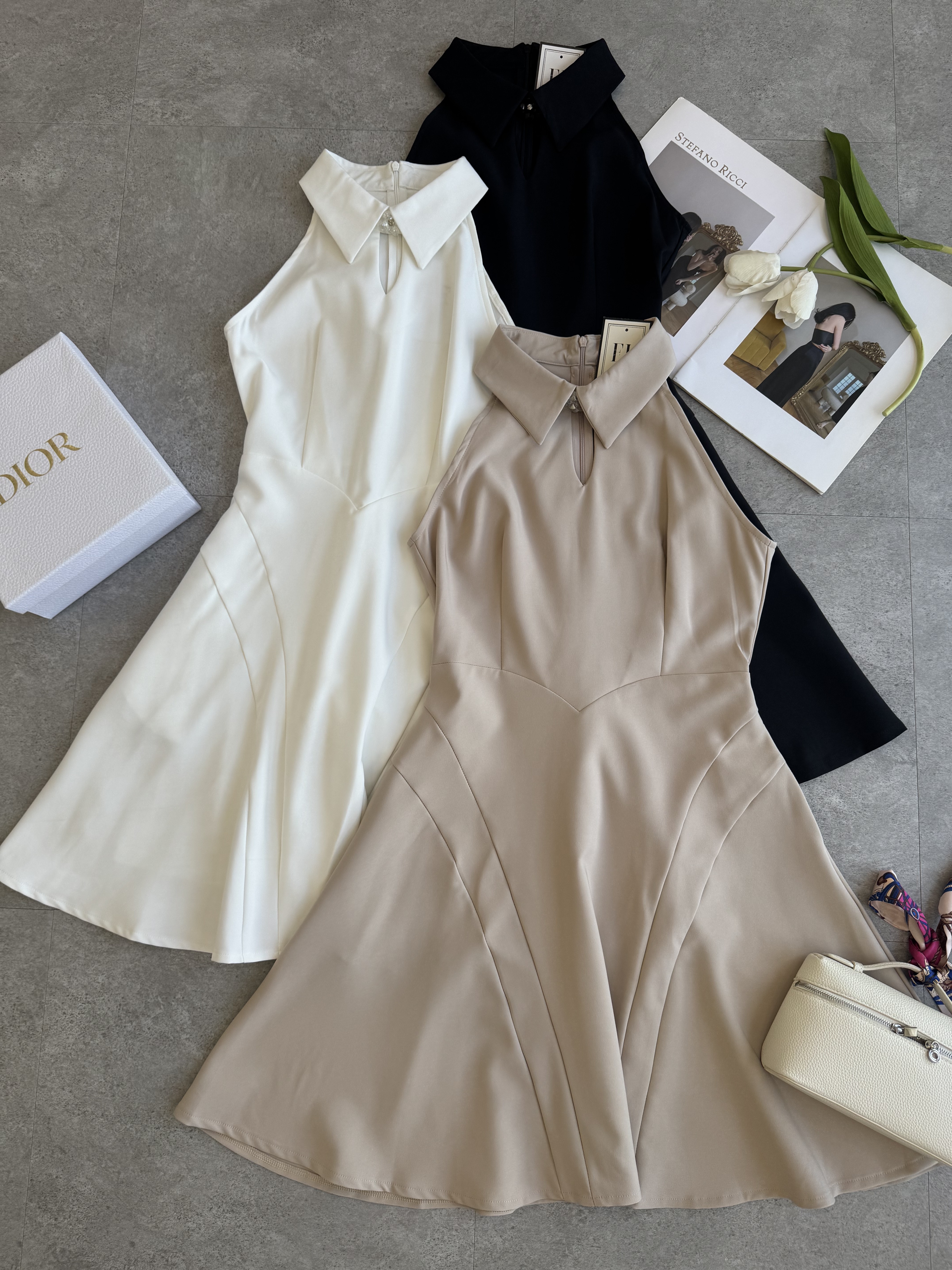 水晶领气质削肩DinnerDress