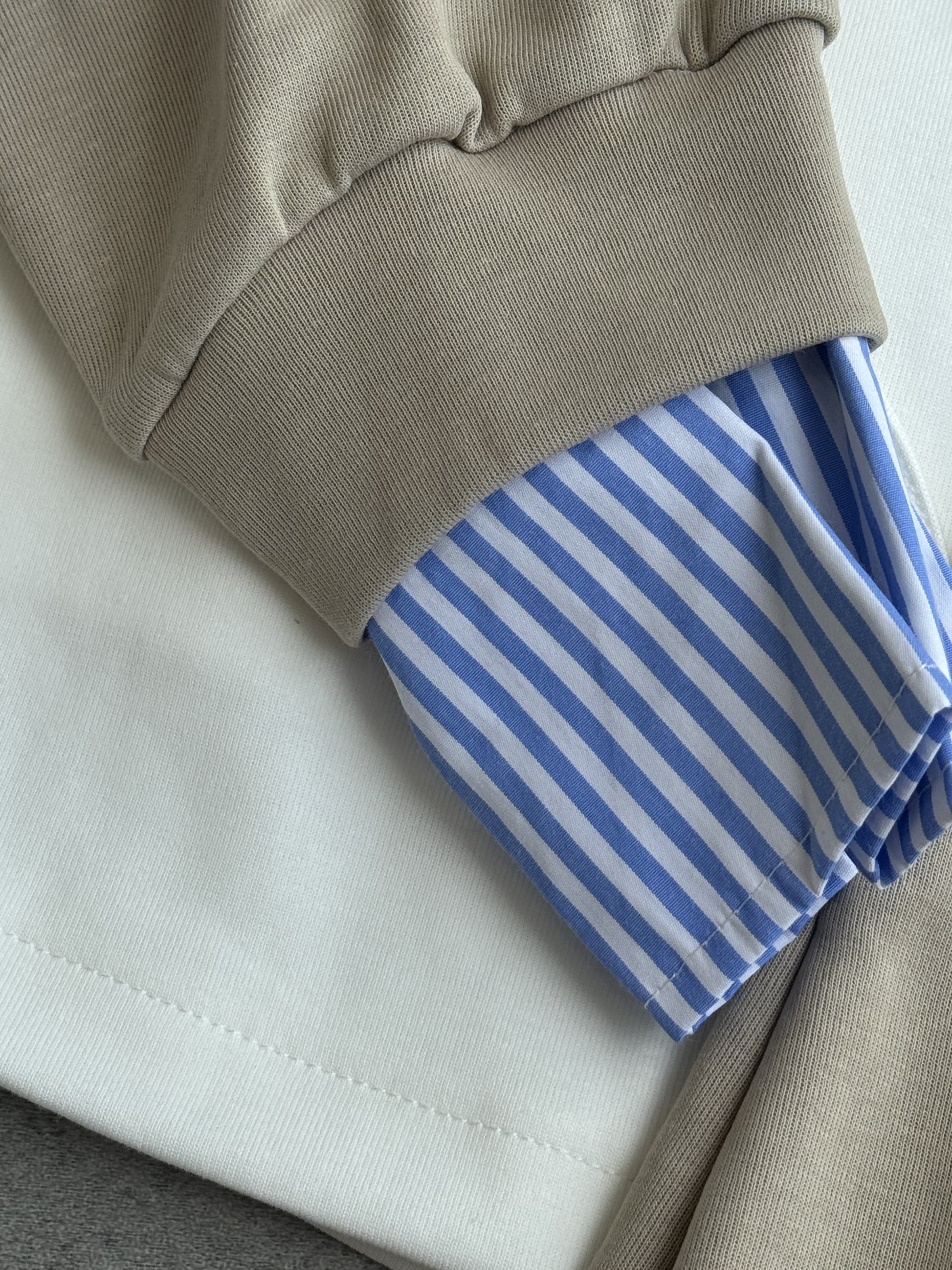 拼接色袖子运动风休闲套装