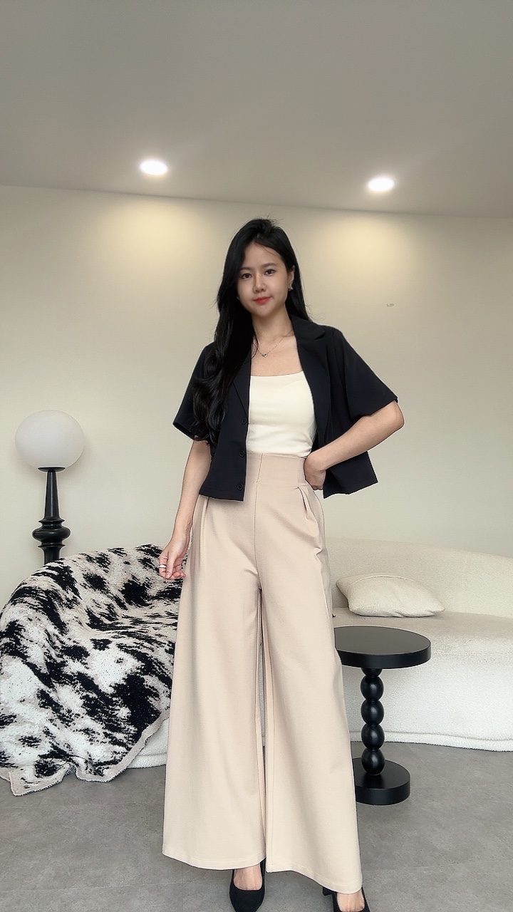 罗马高腰阔腿裤