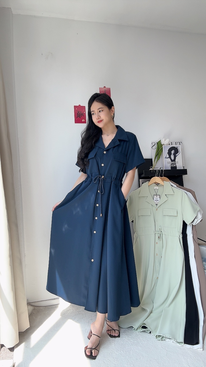 工装收腰连身裙