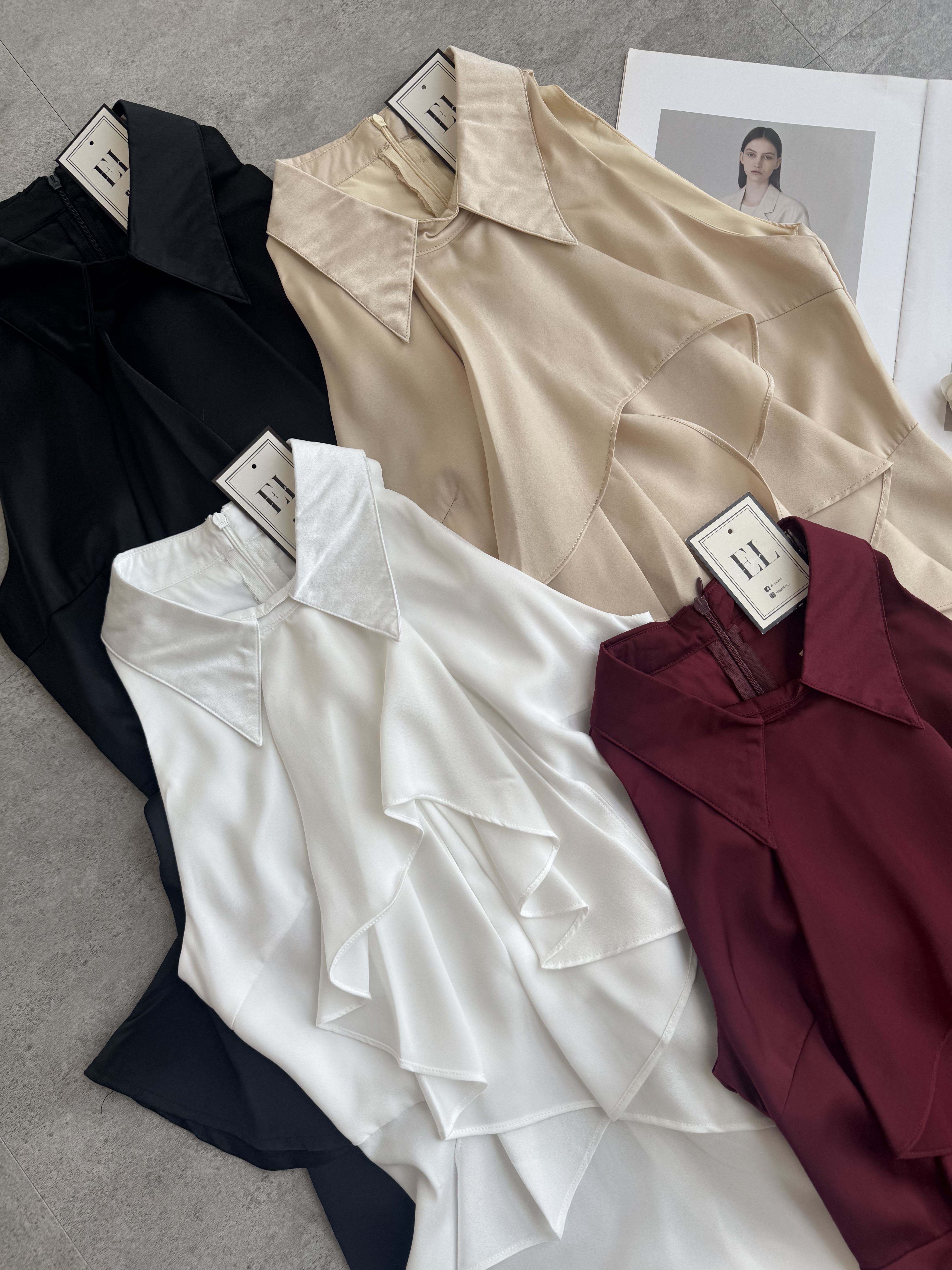 伯爵风挂脖消肩款套装