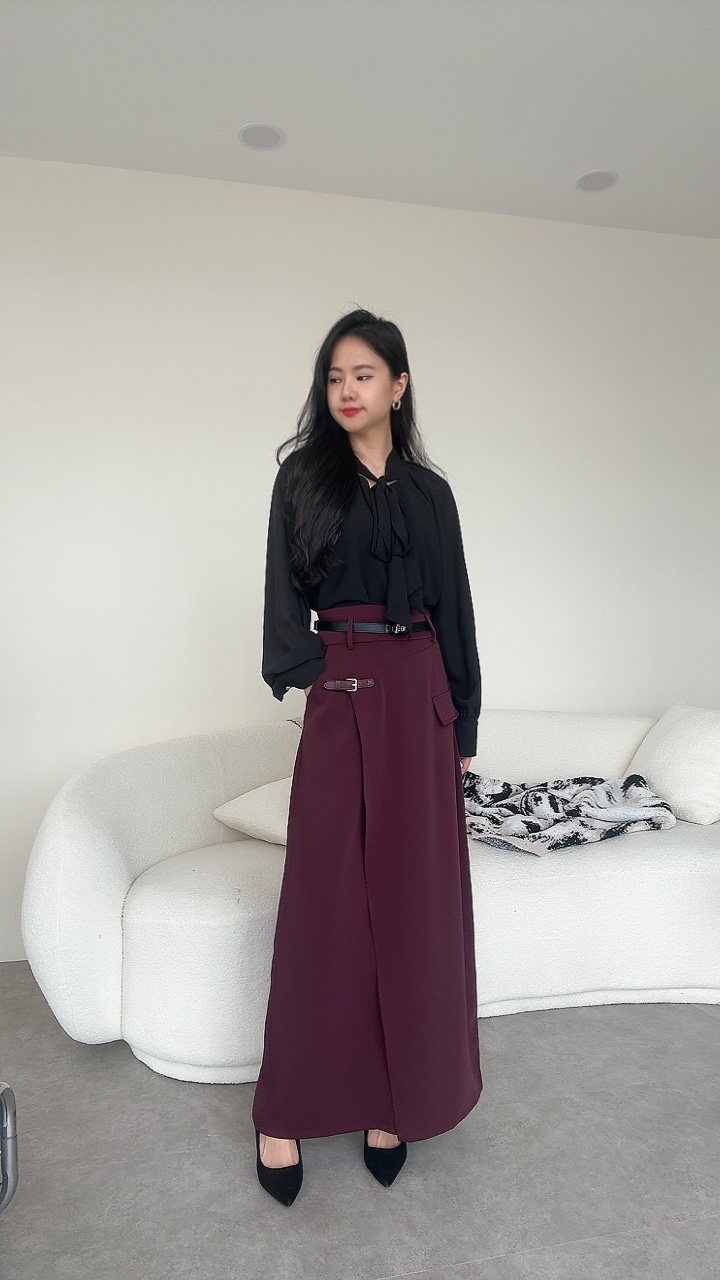 个性化设计滑面长裙