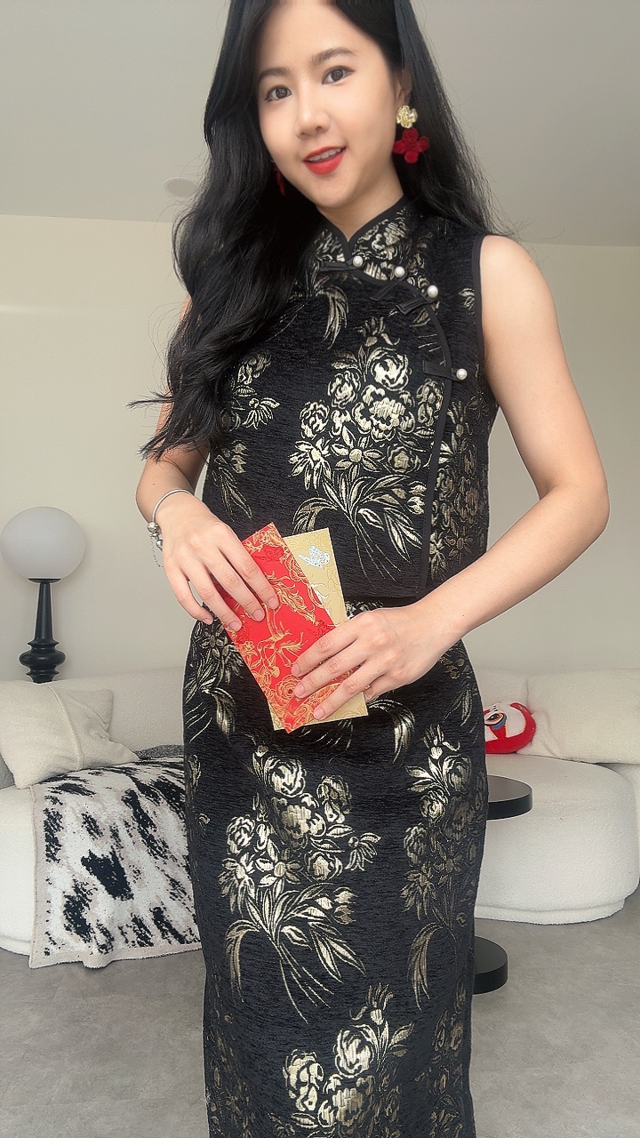 《新年》Elegant绒布长裙无袖套装