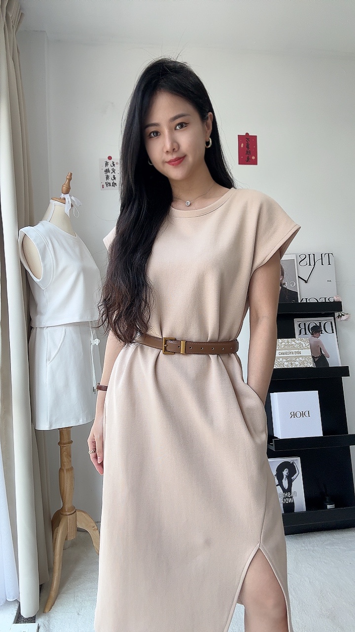 休闲连身裙Tee-有口袋