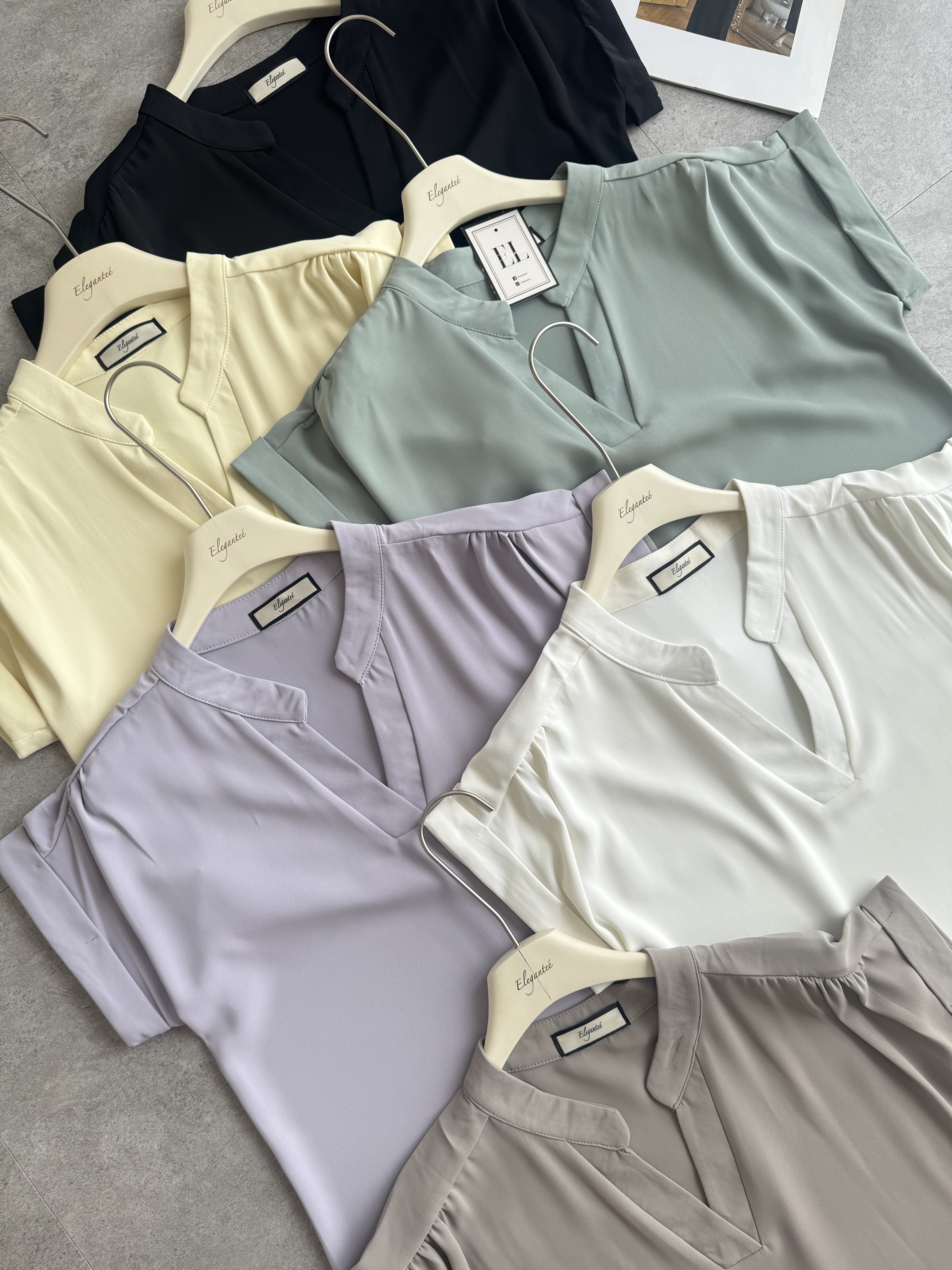 New雪纺立领卷袖Top