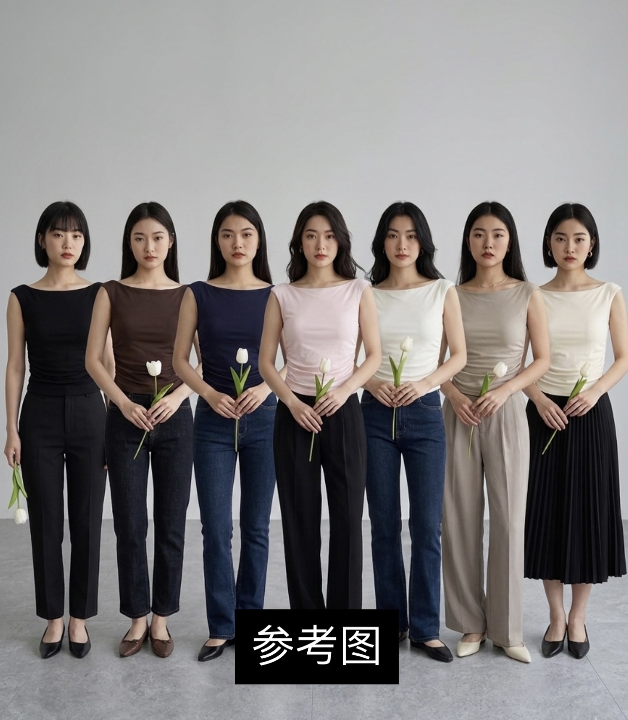 一字领无袖皱褶腰Top