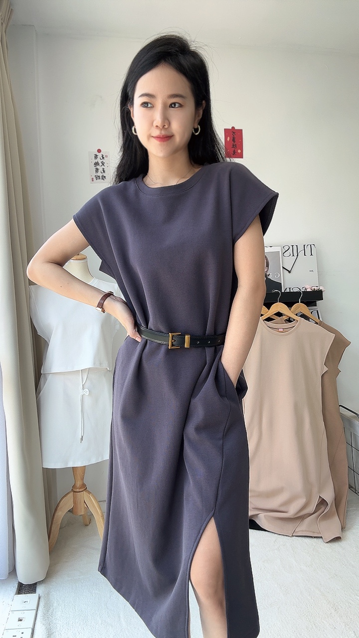 休闲连身裙Tee-有口袋