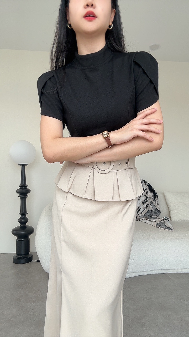 罗马高领宫廷袖短上衣