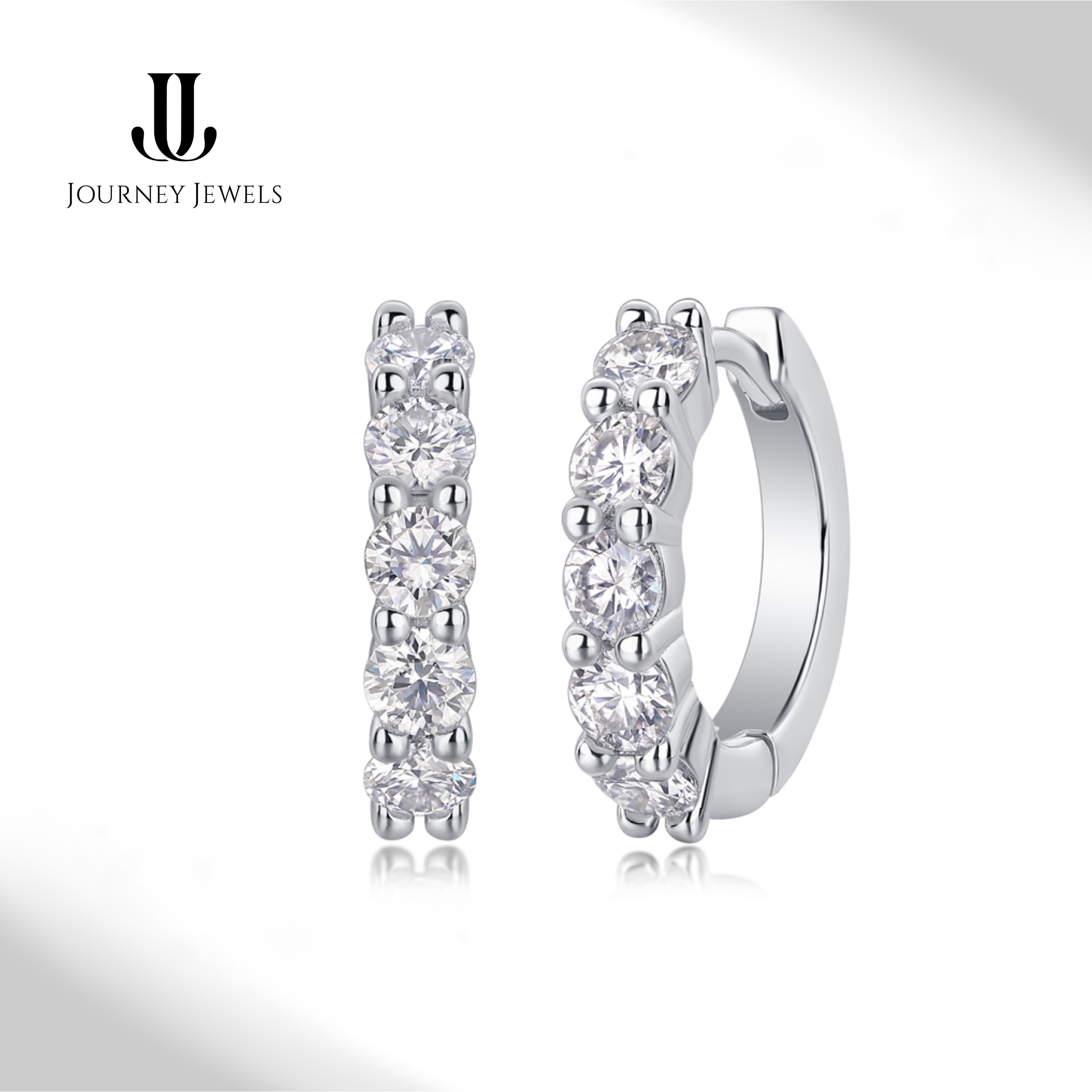 E22 - Half Radiant Loop Moissanite Earrings