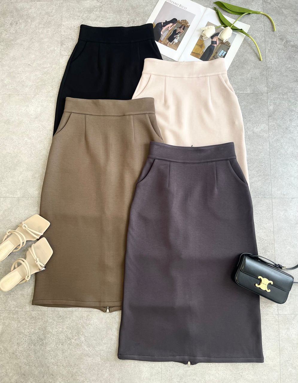 高腰罗马厚腰线长裙