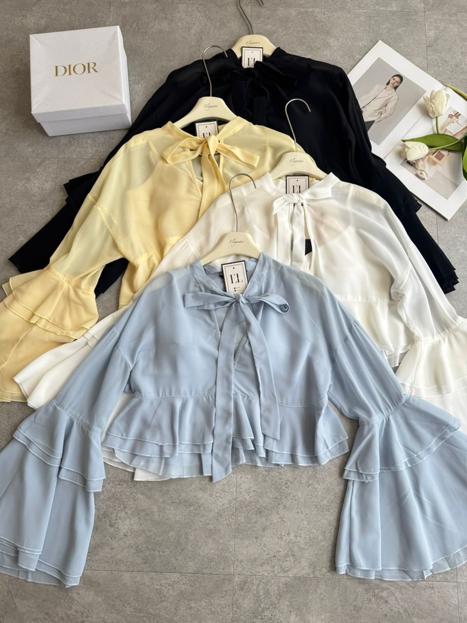 多层荷叶袖雪纺两件式😍