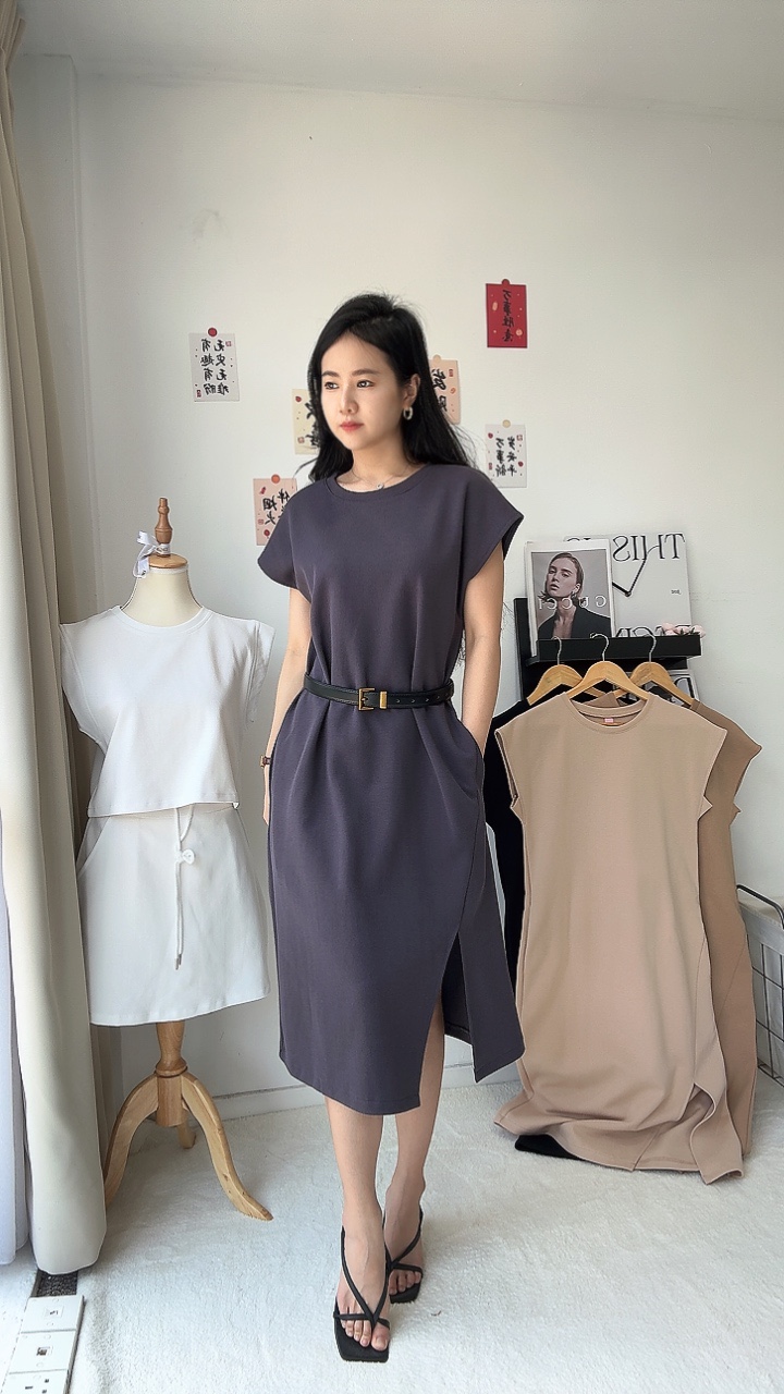 休闲连身裙Tee-有口袋