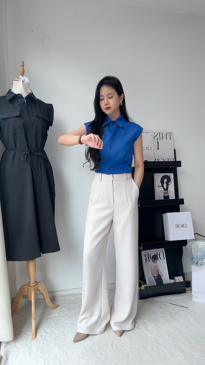 (BO) 砂布质感垂直长裤 DEC