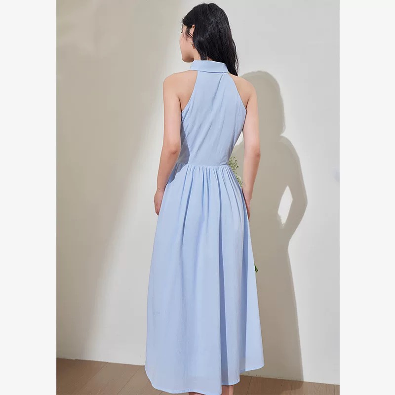 气质挂脖无袖连衣裙